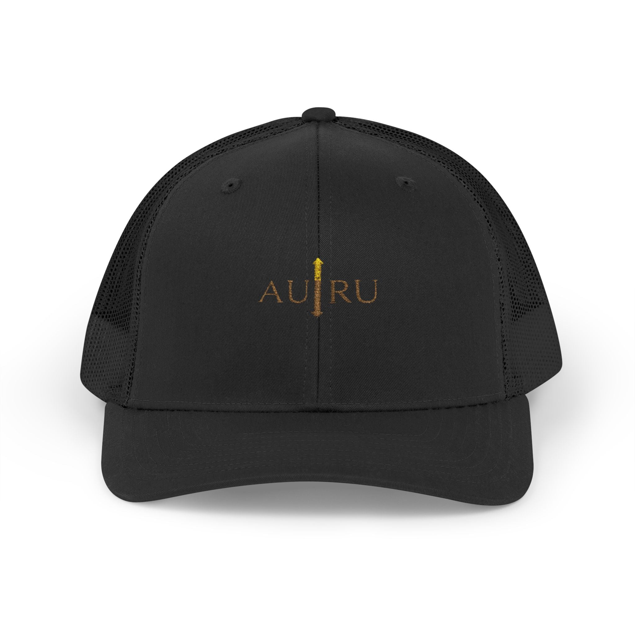 Gold Script Trucker Cap - 'AUIRU' Minimal Embroidered Snapback