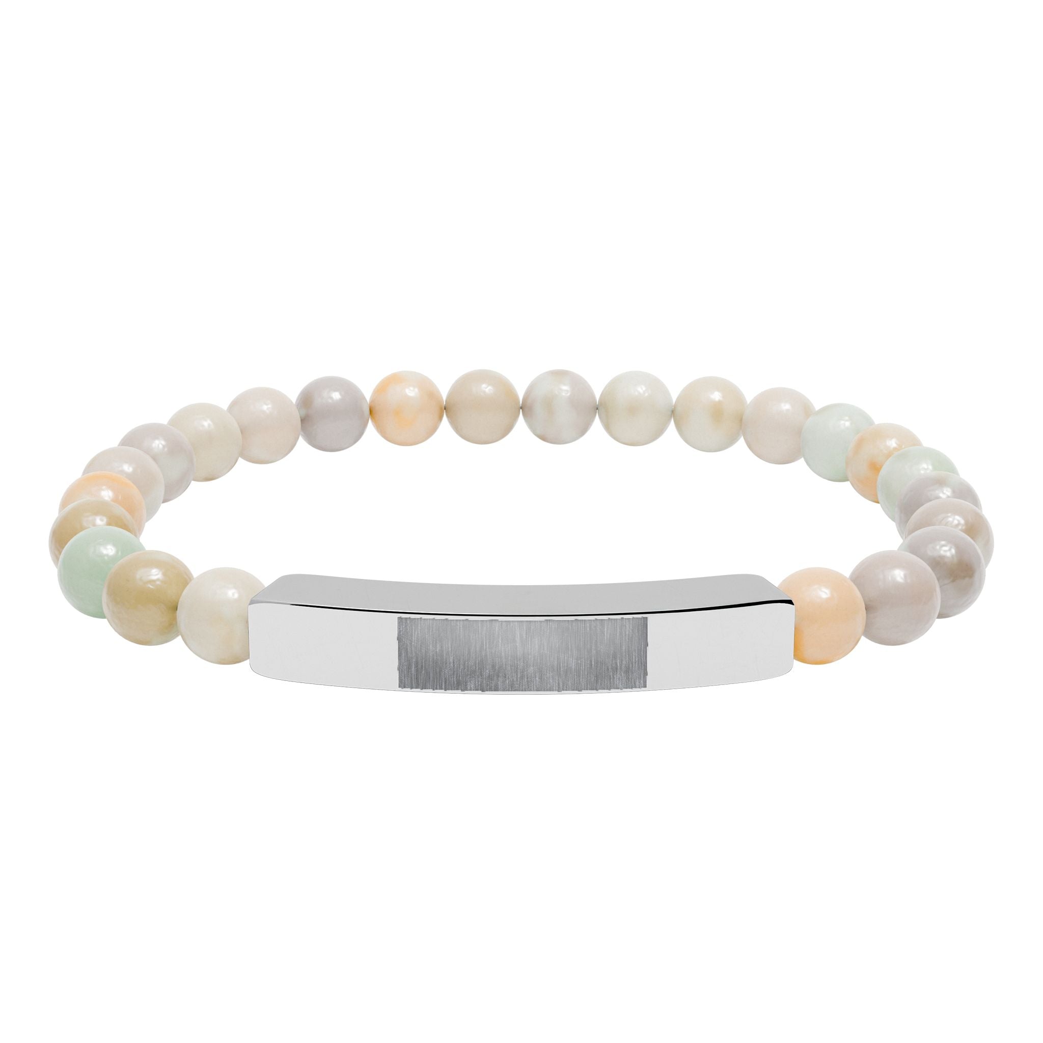 Engravable Natural Stone Bead Bar Bracelet