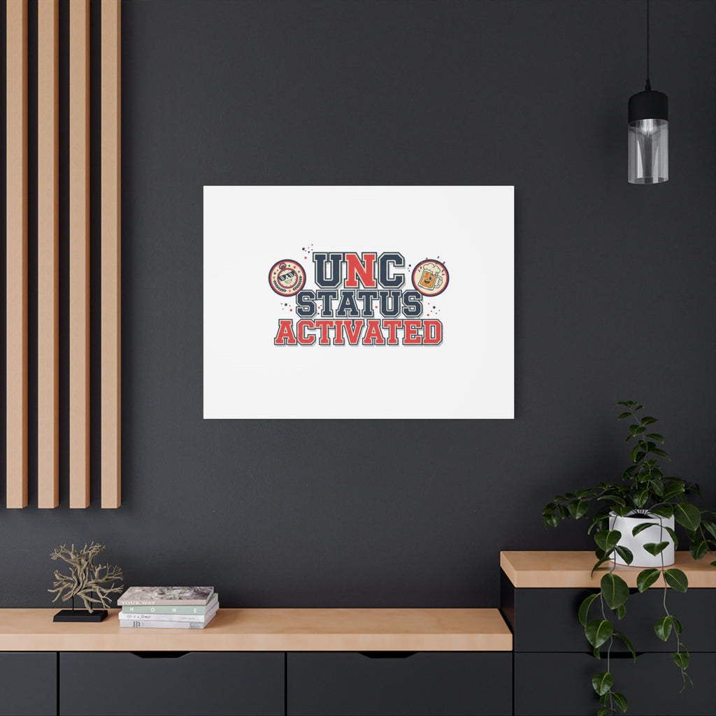 UNC Status Activated Canvas, Stretched | Varsity Crest, Midlife Humor