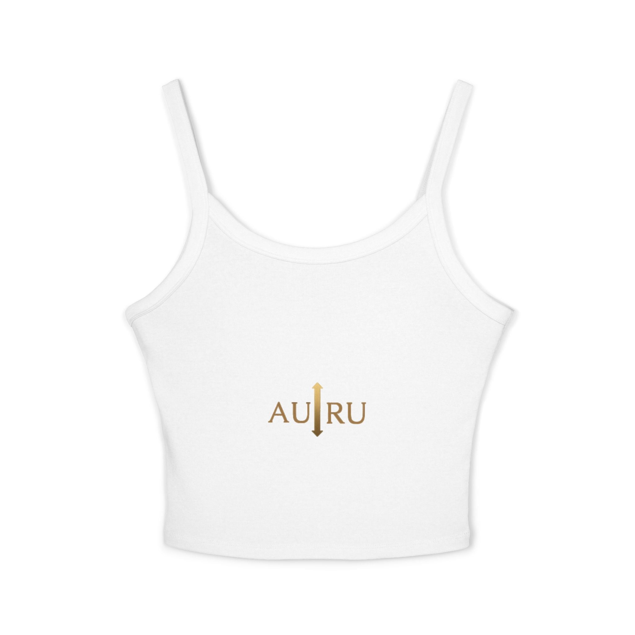 Au/Ru Gold Logo Spaghetti Strap Tank Top — Women's Cropped Logo Tank