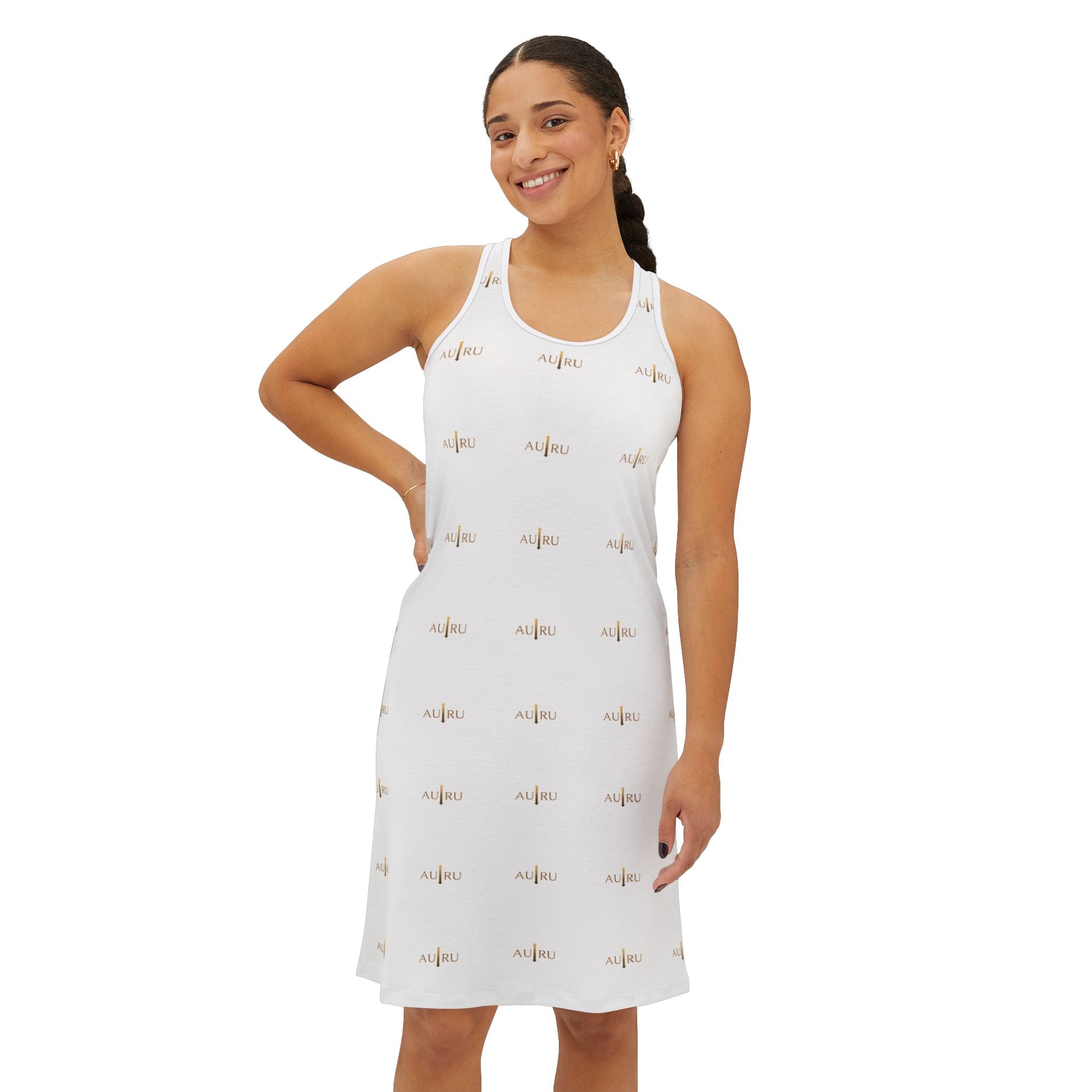 Women's Racerback Dress — Minimal Gold Dragonfly yAll-Over Print Sundress-AURU