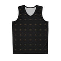 Black All-Over Print Basketball Jersey with Gold Pulse Logo Pattern-AURU