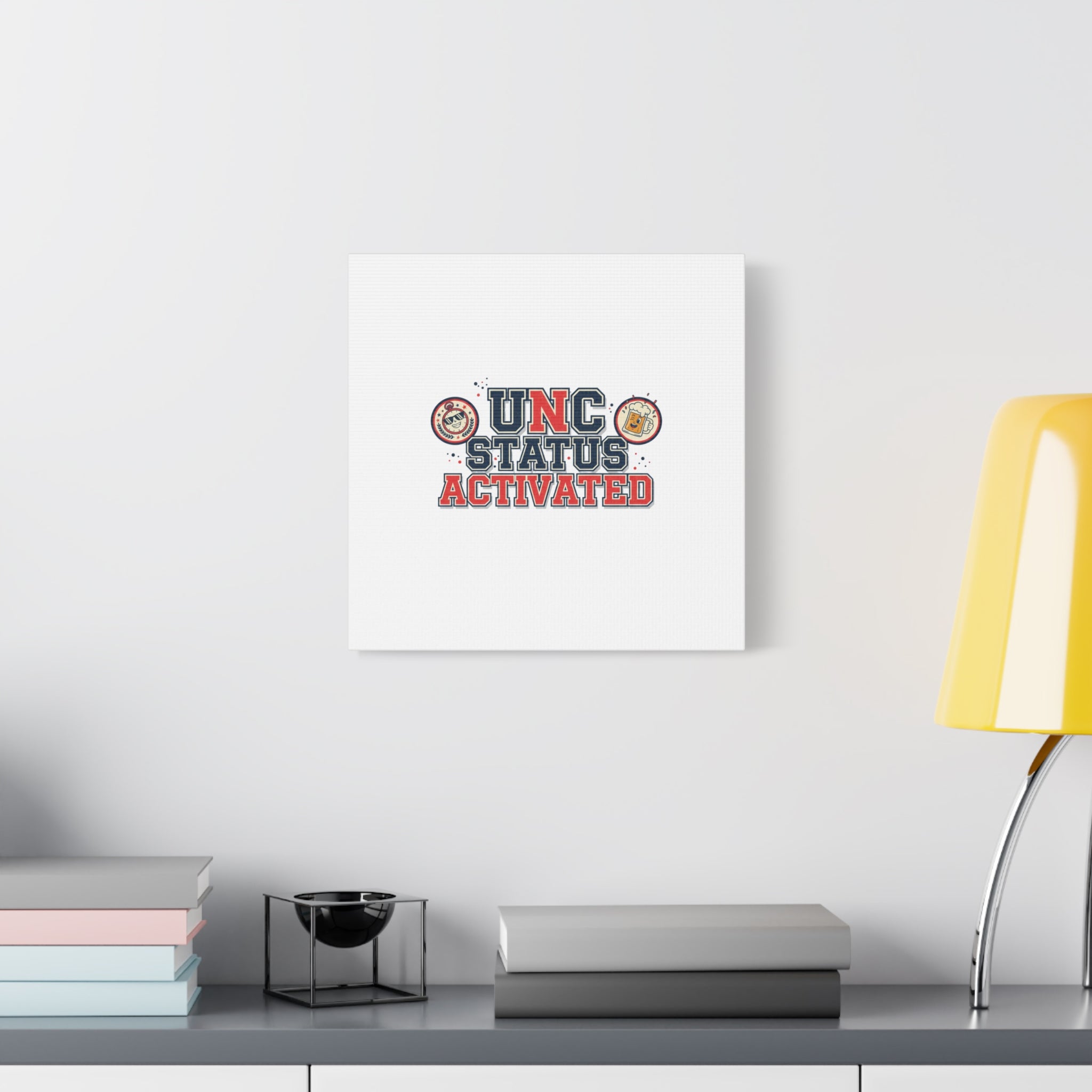 UNC Status Activated Canvas, Stretched | Varsity Crest, Midlife Humor