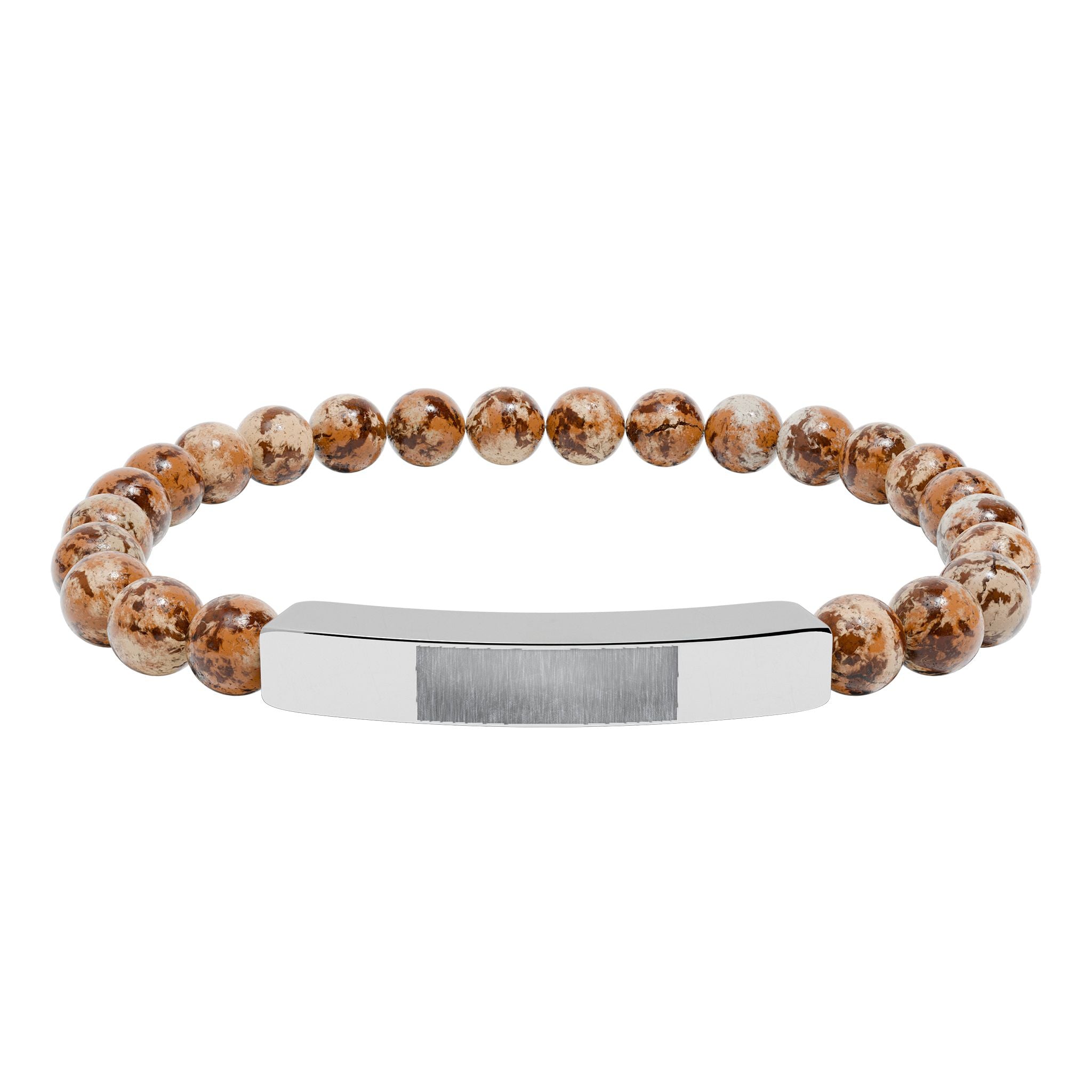 Engravable Natural Stone Bead Bar Bracelet
