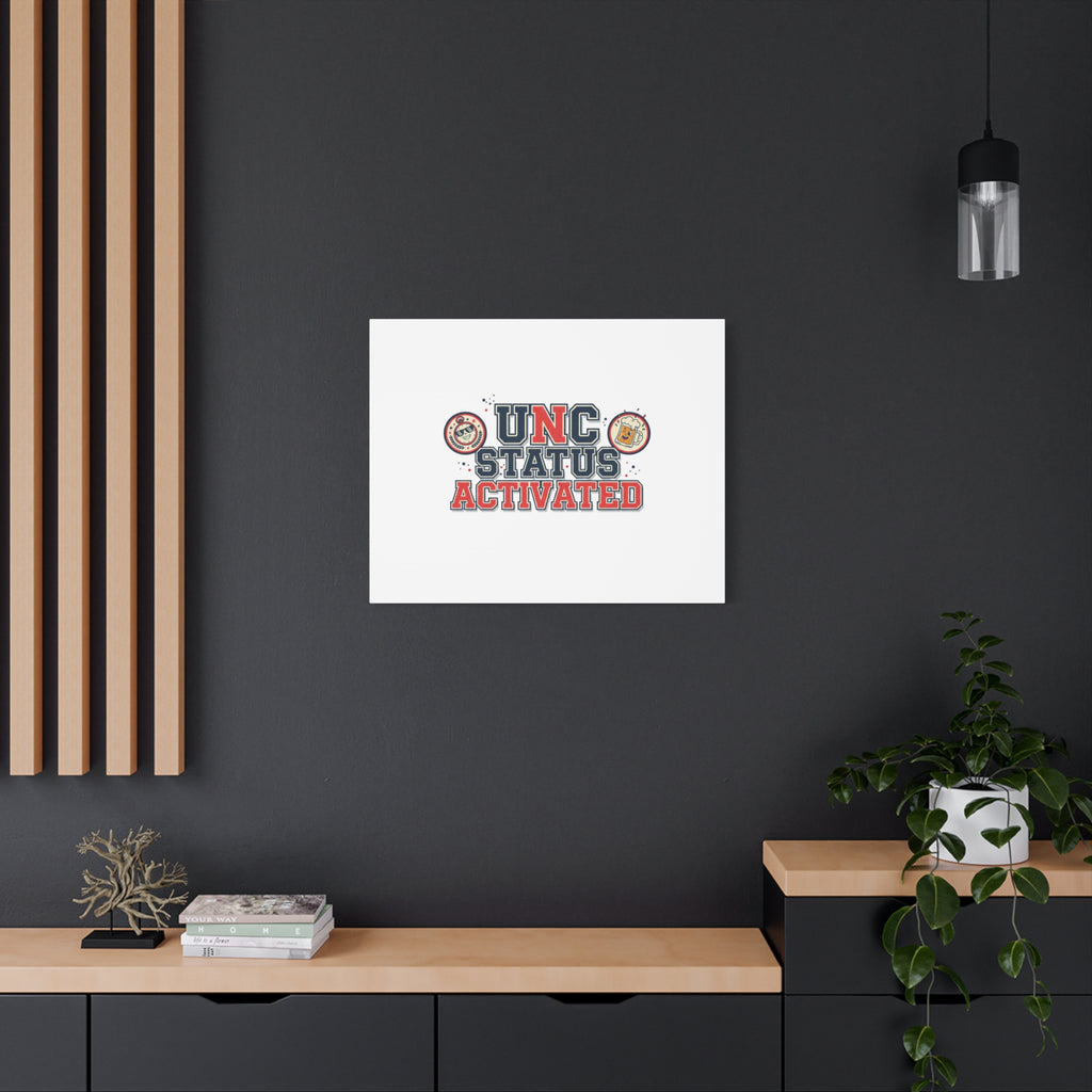 UNC Status Activated Canvas, Stretched | Varsity Crest, Midlife Humor