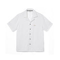 Men's AU|RU-White Hawaiian Camp Shirt - Minimal Embroidered Aloha Button-Up