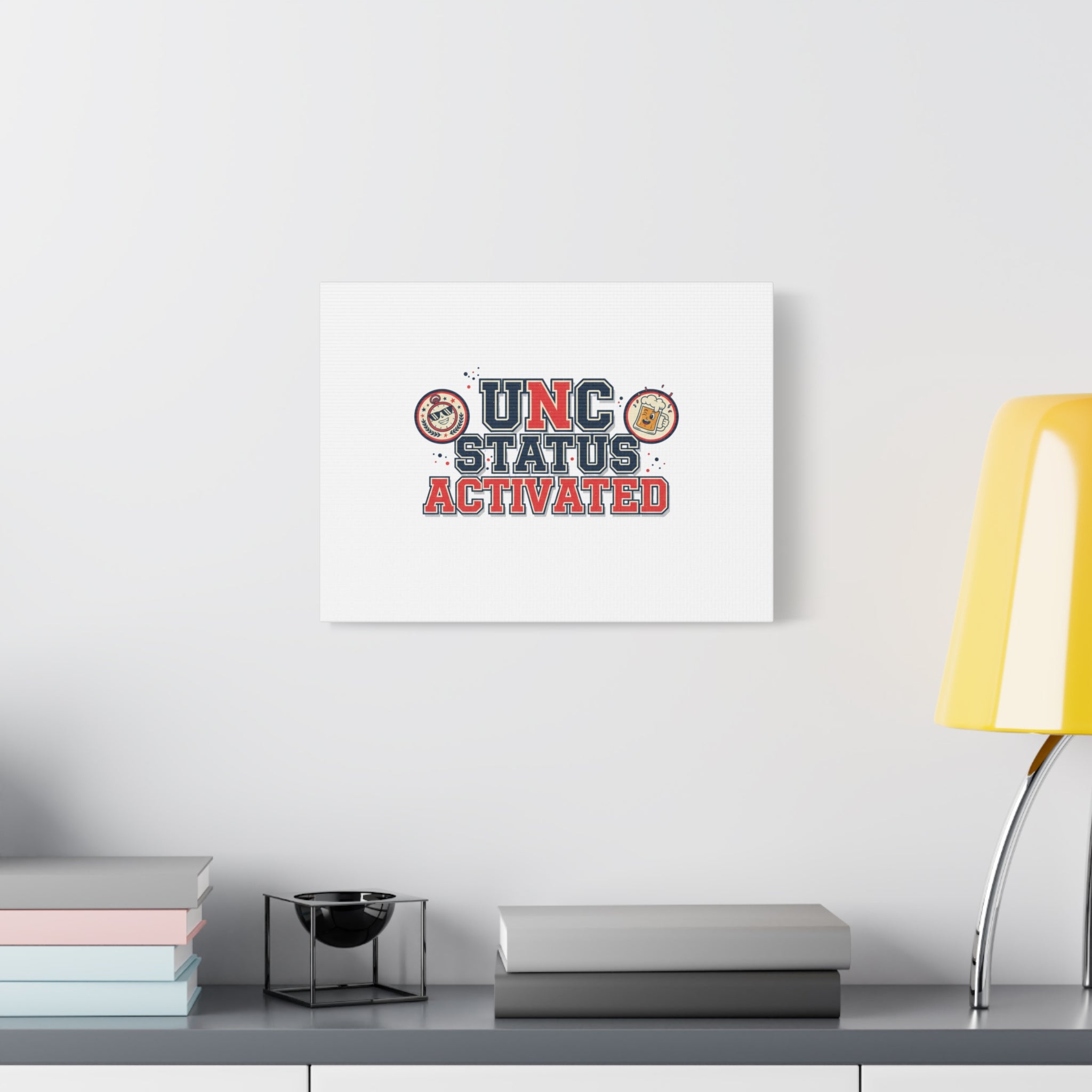 UNC Status Activated Canvas, Stretched | Varsity Crest, Midlife Humor
