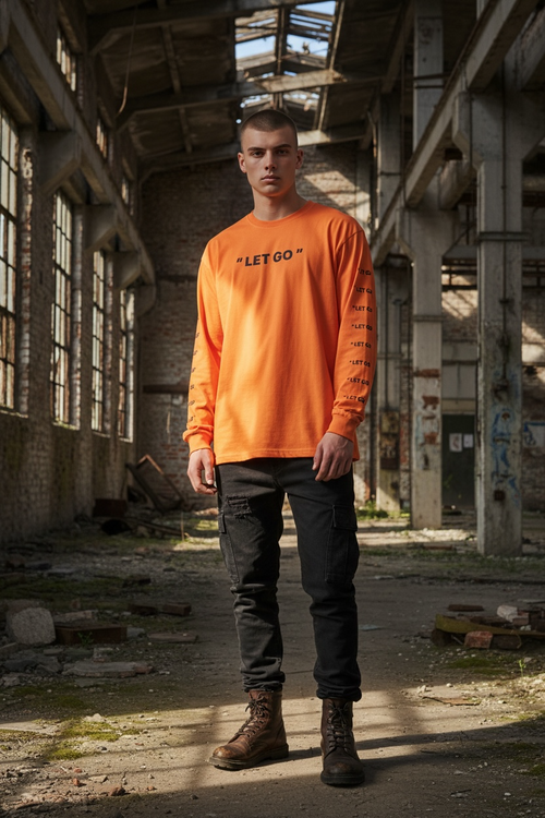 "LET GO" Long Sleeve Tee — Minimalist Inspirational Graphic Shirt