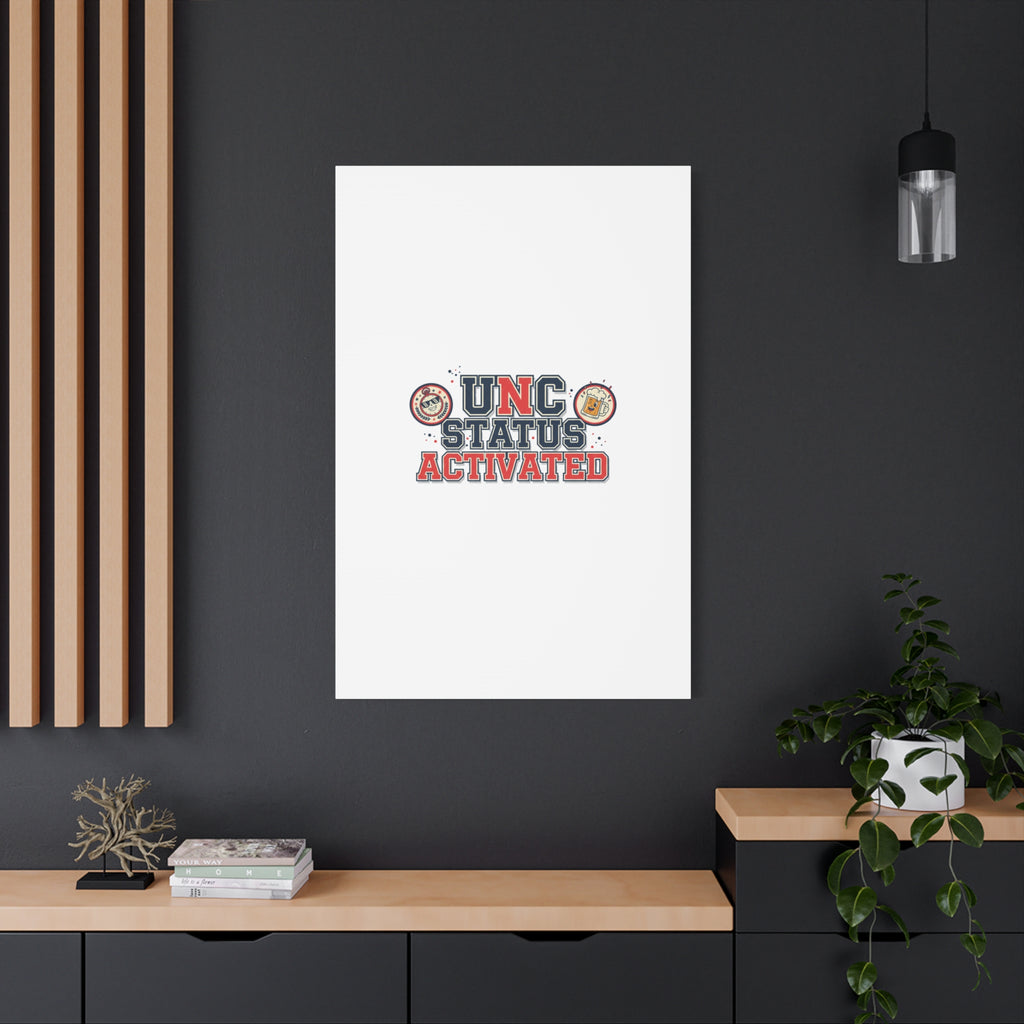 UNC Status Activated Canvas, Stretched | Varsity Crest, Midlife Humor