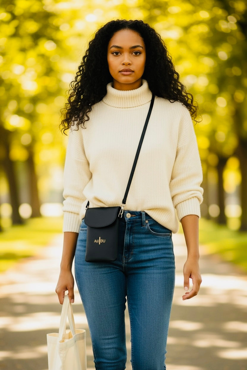 Leather Crossbody Phone Wallet – Small Sling Purse with Card Pocket-AURU