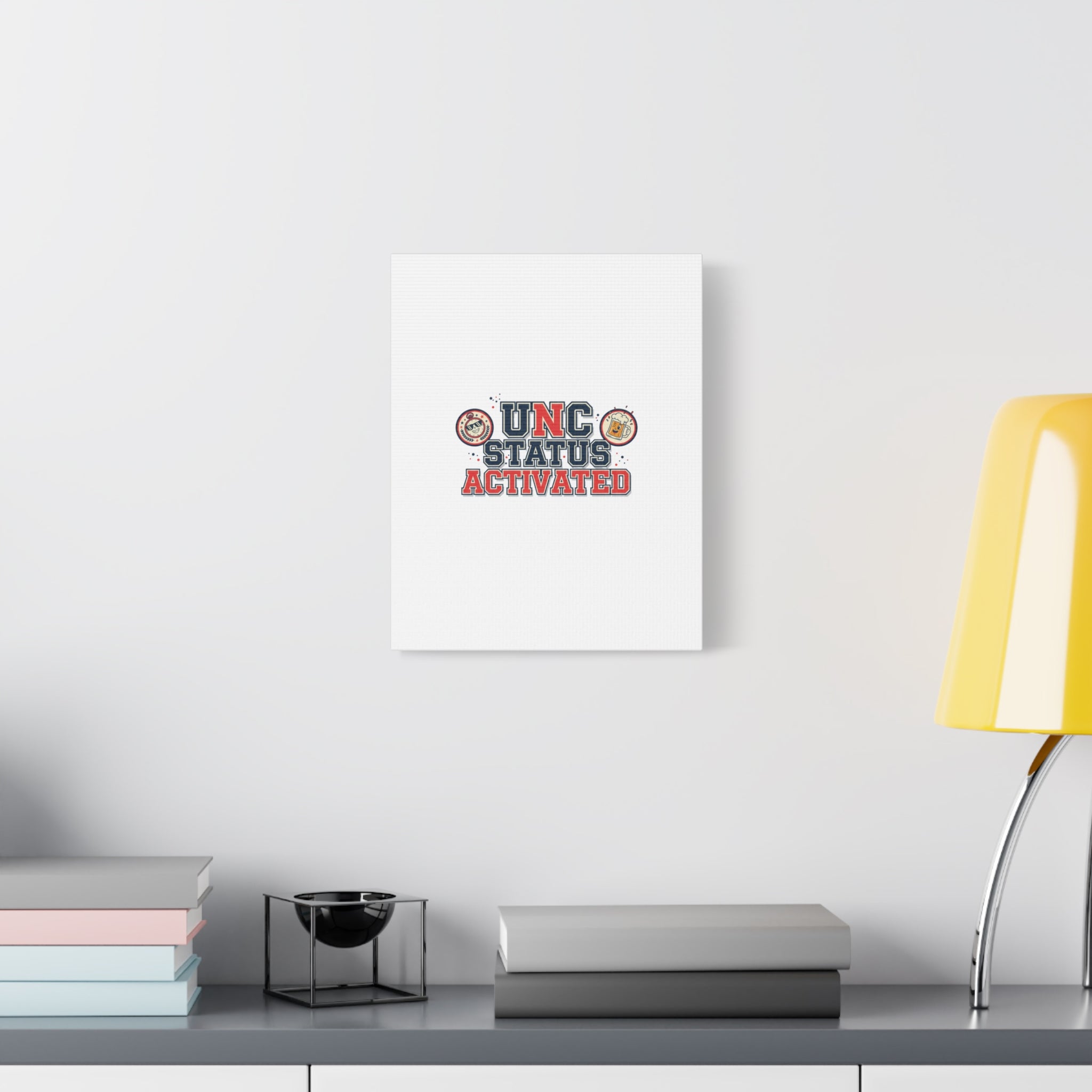 UNC Status Activated Canvas, Stretched | Varsity Crest, Midlife Humor