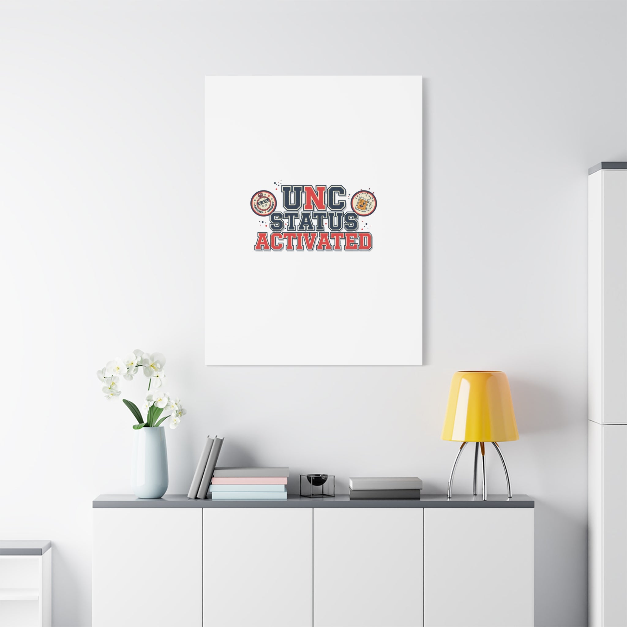 UNC Status Activated Canvas, Stretched | Varsity Crest, Midlife Humor