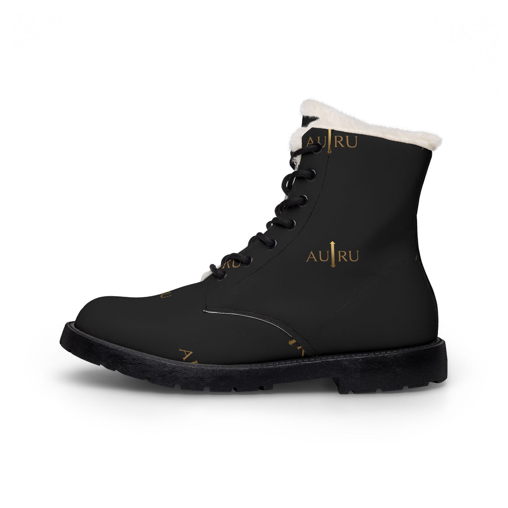 Women's AU|RU Fur-Lined Leather Lace-Up Boots — Insulated Winter Ankle Boots
