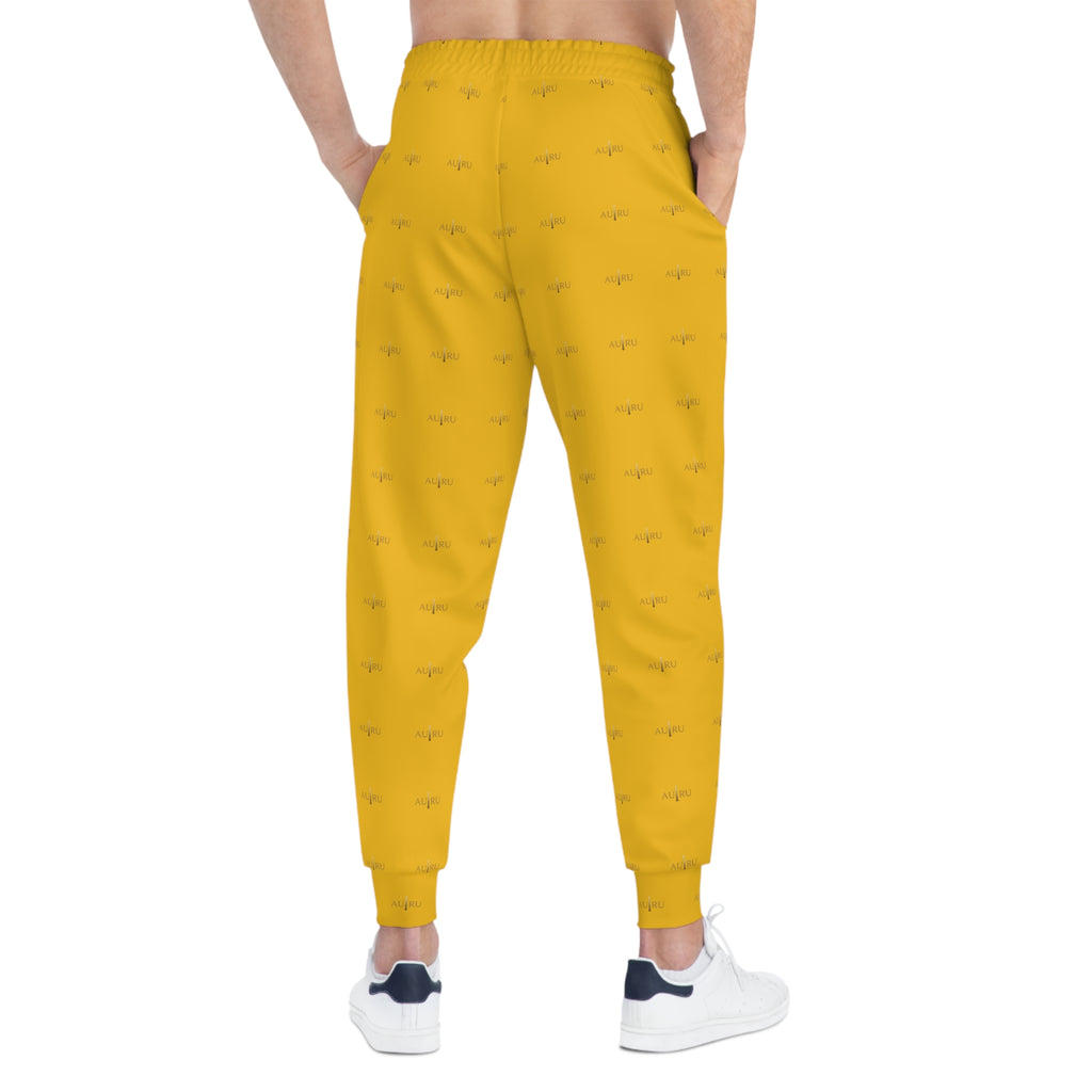 Yellow Palm Pattern Joggers — All-Over Print Athletic Sweatpants