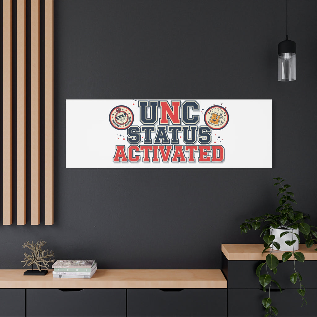 UNC Status Activated Canvas, Stretched | Varsity Crest, Midlife Humor