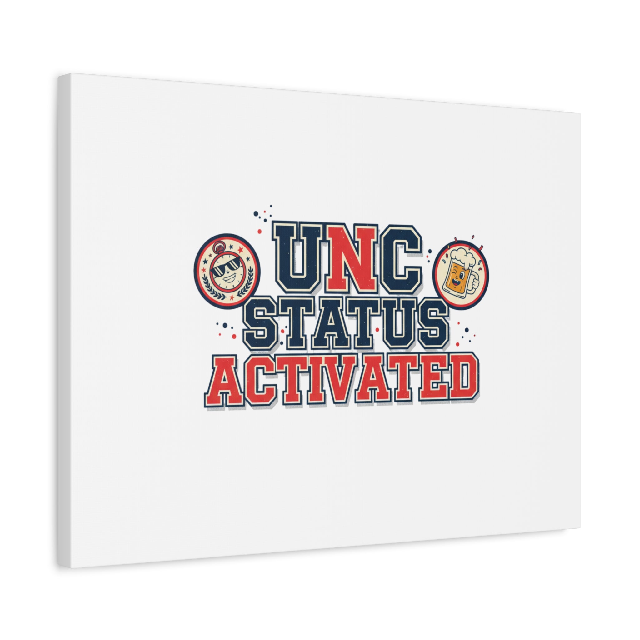UNC Status Activated Canvas, Stretched | Varsity Crest, Midlife Humor