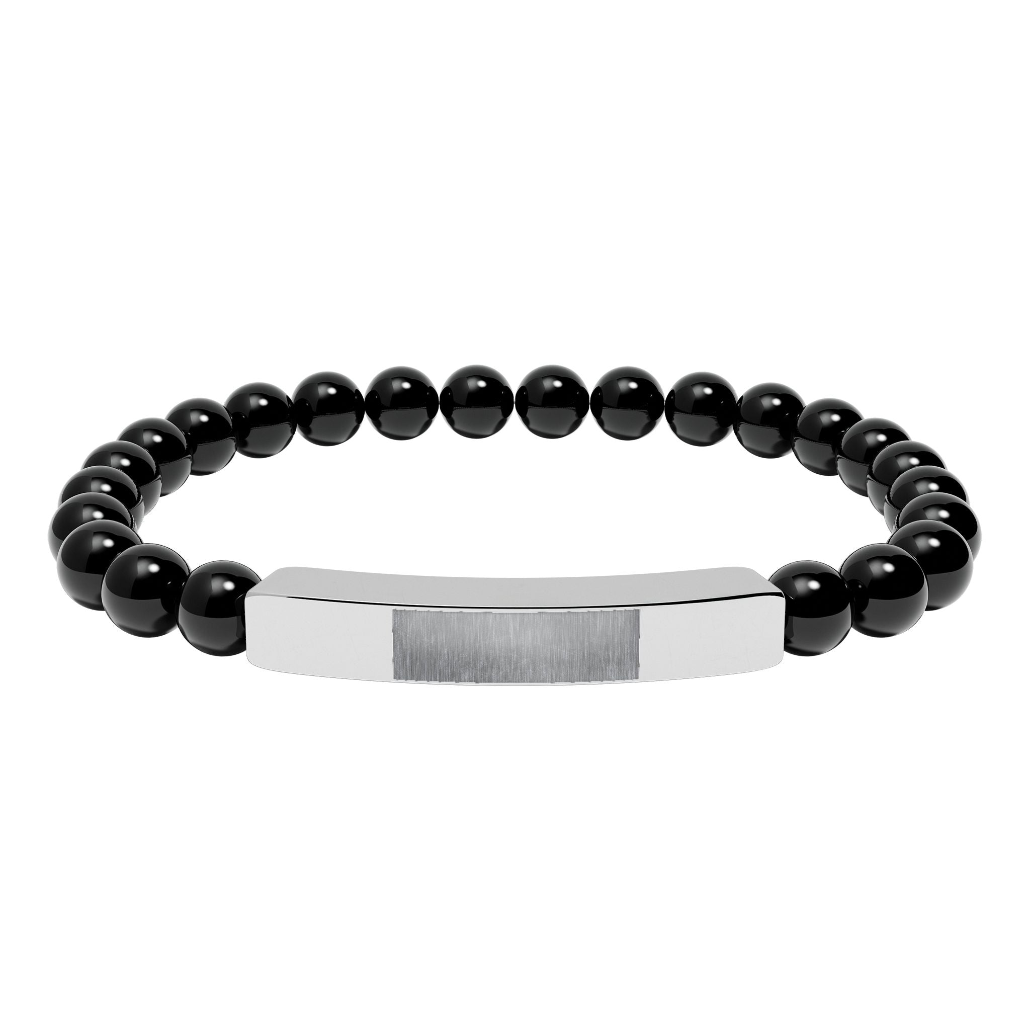 Engravable Natural Stone Bead Bar Bracelet