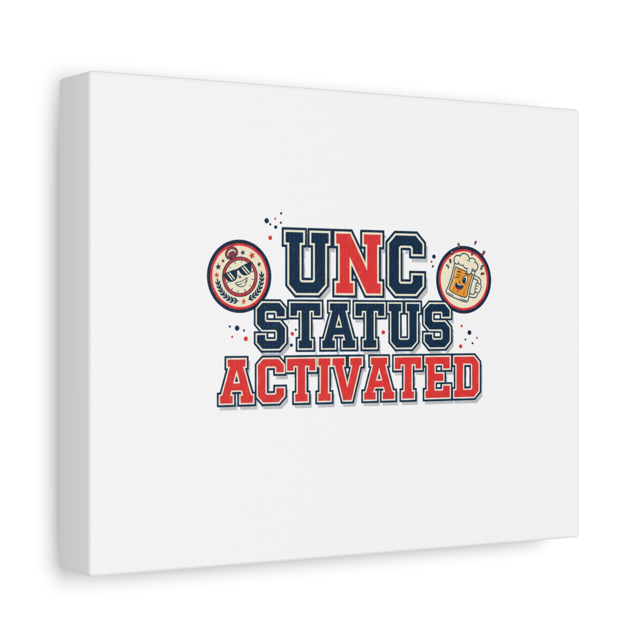 UNC Status Activated Canvas, Stretched | Varsity Crest, Midlife Humor