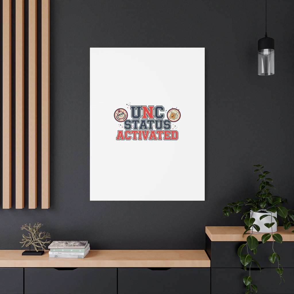 UNC Status Activated Canvas, Stretched | Varsity Crest, Midlife Humor