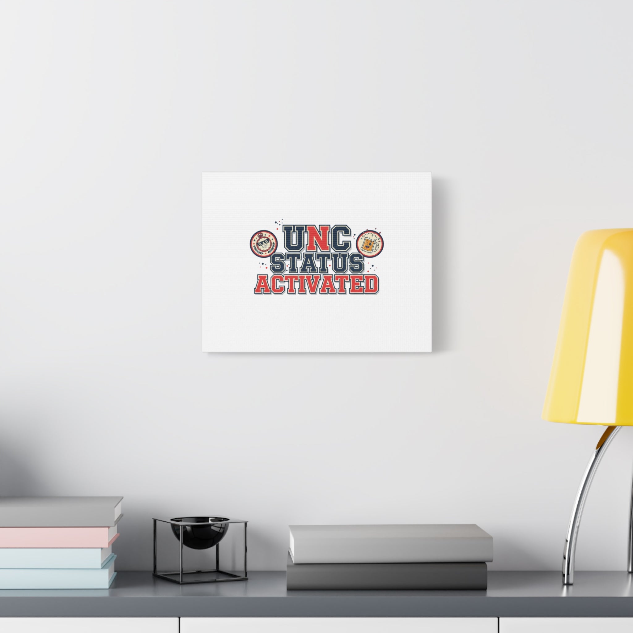 UNC Status Activated Canvas, Stretched | Varsity Crest, Midlife Humor