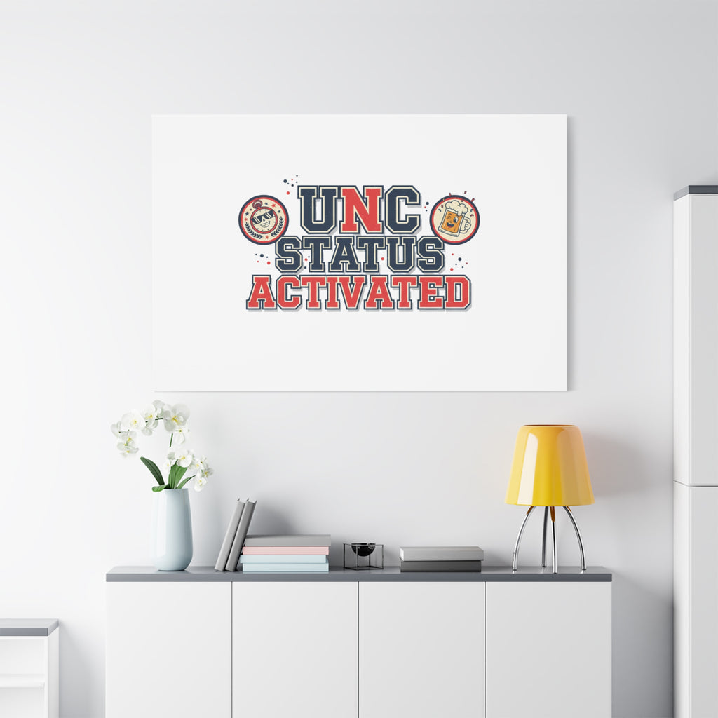 UNC Status Activated Canvas, Stretched | Varsity Crest, Midlife Humor