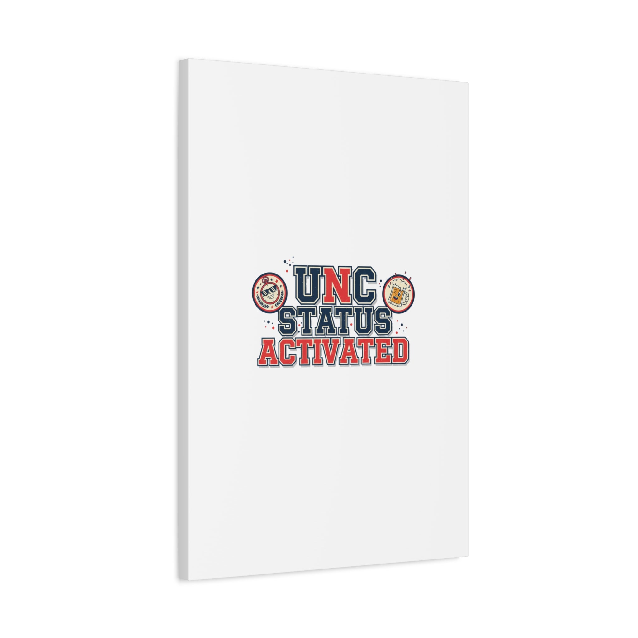 UNC Status Activated Canvas, Stretched | Varsity Crest, Midlife Humor