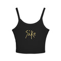 “SiKe”Script Crop Tank Top — Women's Black Spaghetti Strap