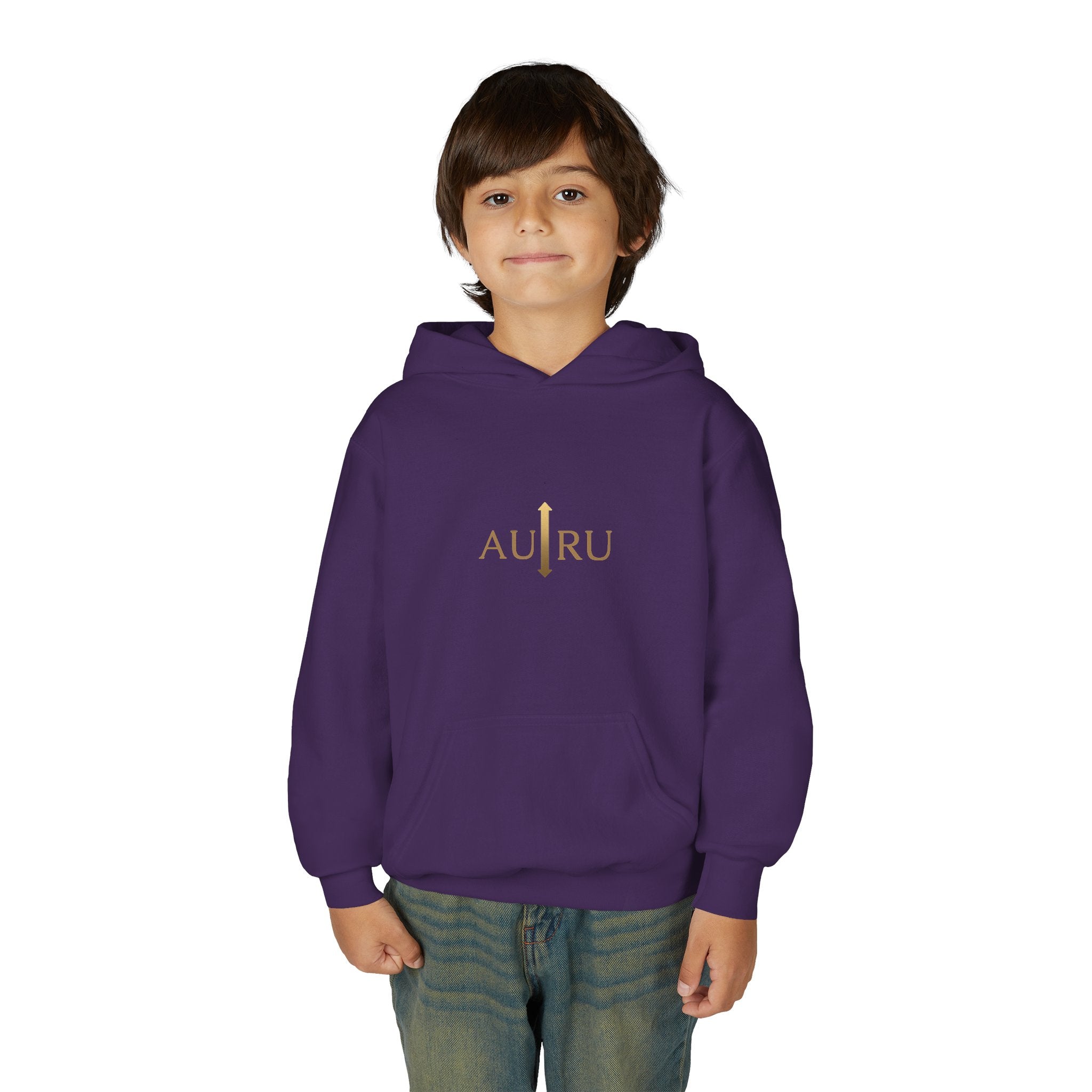 Youth Hoodie — Minimal 'AURU' Gold Logo Pullover