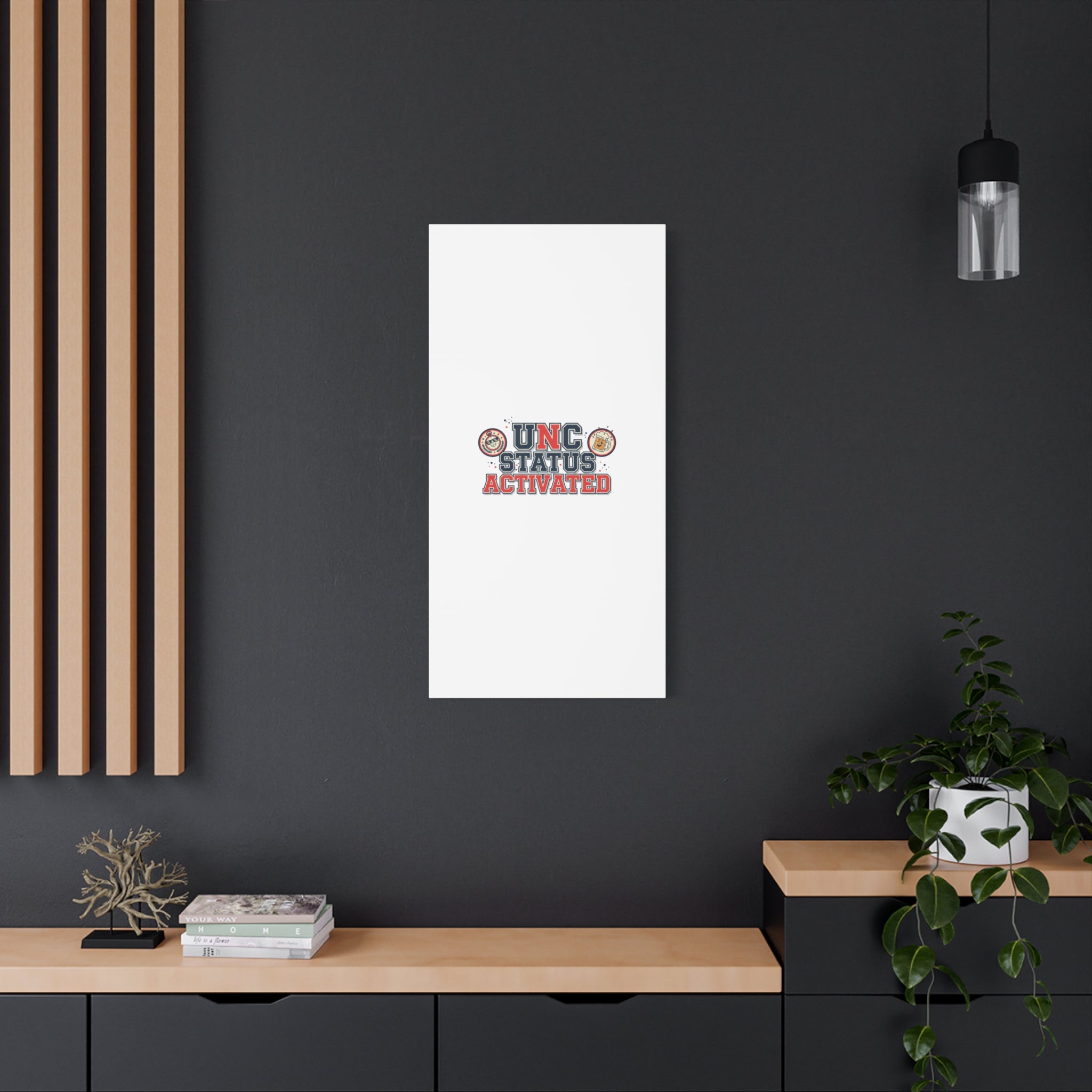 UNC Status Activated Canvas, Stretched | Varsity Crest, Midlife Humor