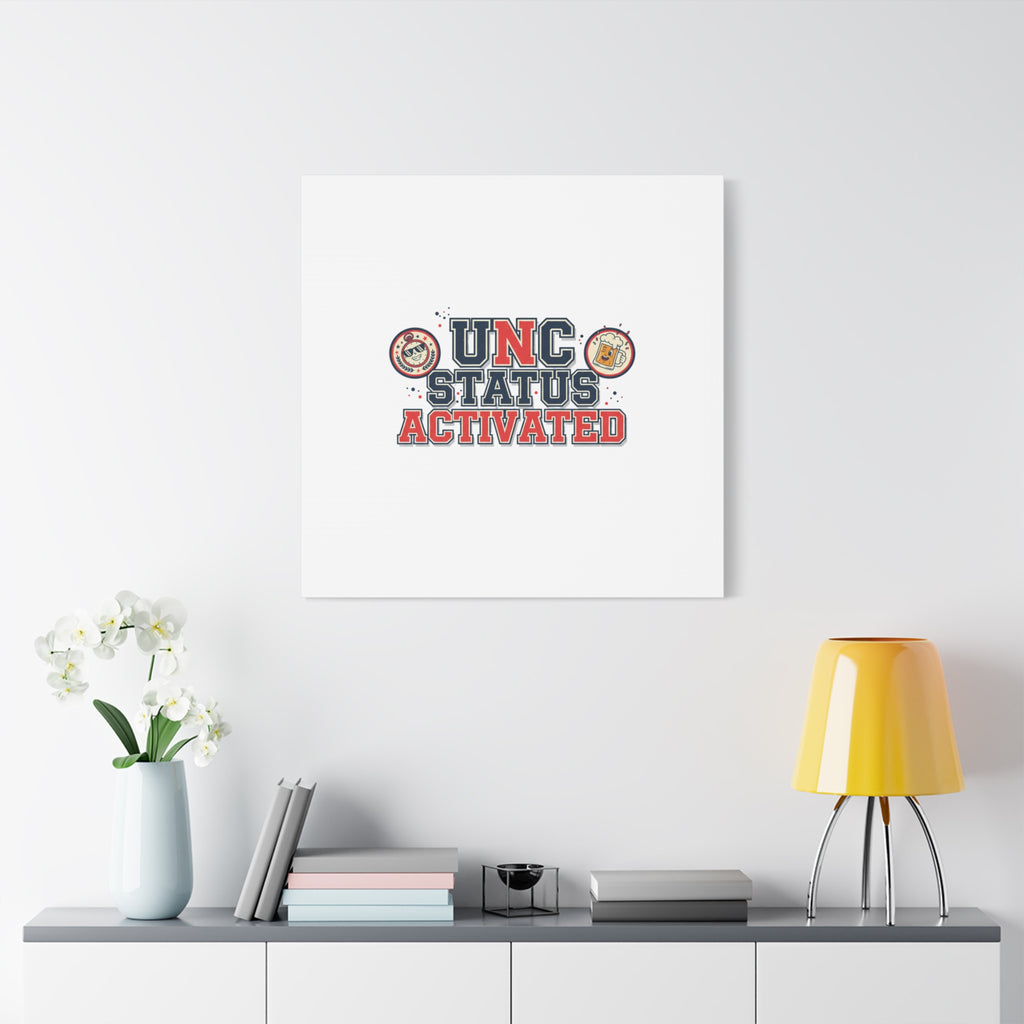 UNC Status Activated Canvas, Stretched | Varsity Crest, Midlife Humor