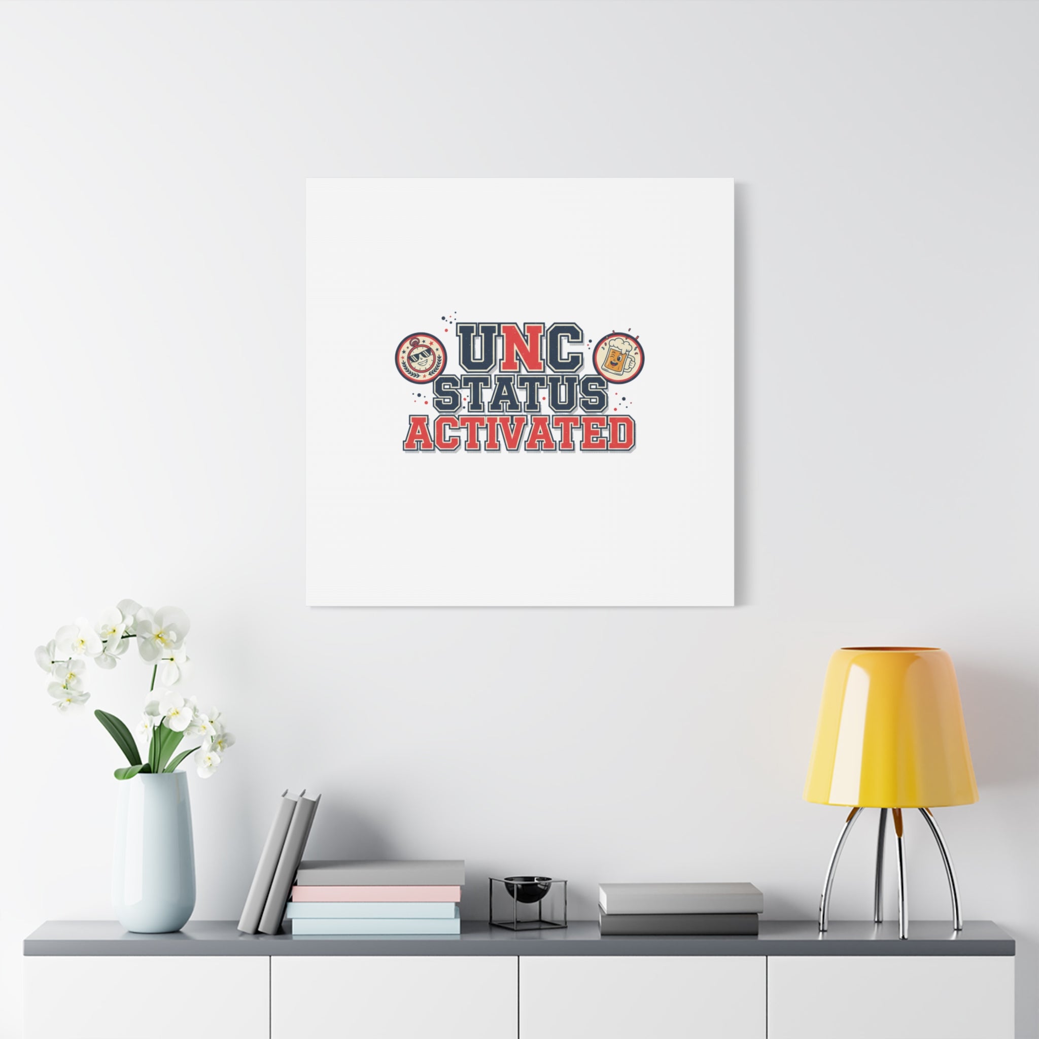 UNC Status Activated Canvas, Stretched | Varsity Crest, Midlife Humor