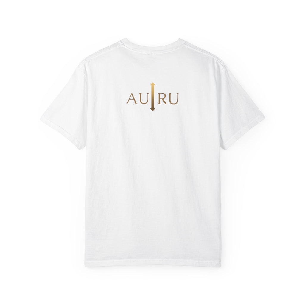 Sike Script Tee — White Garment-Dyed Cotton T-Shirt with Gold Logo-AU|RU BRAND
