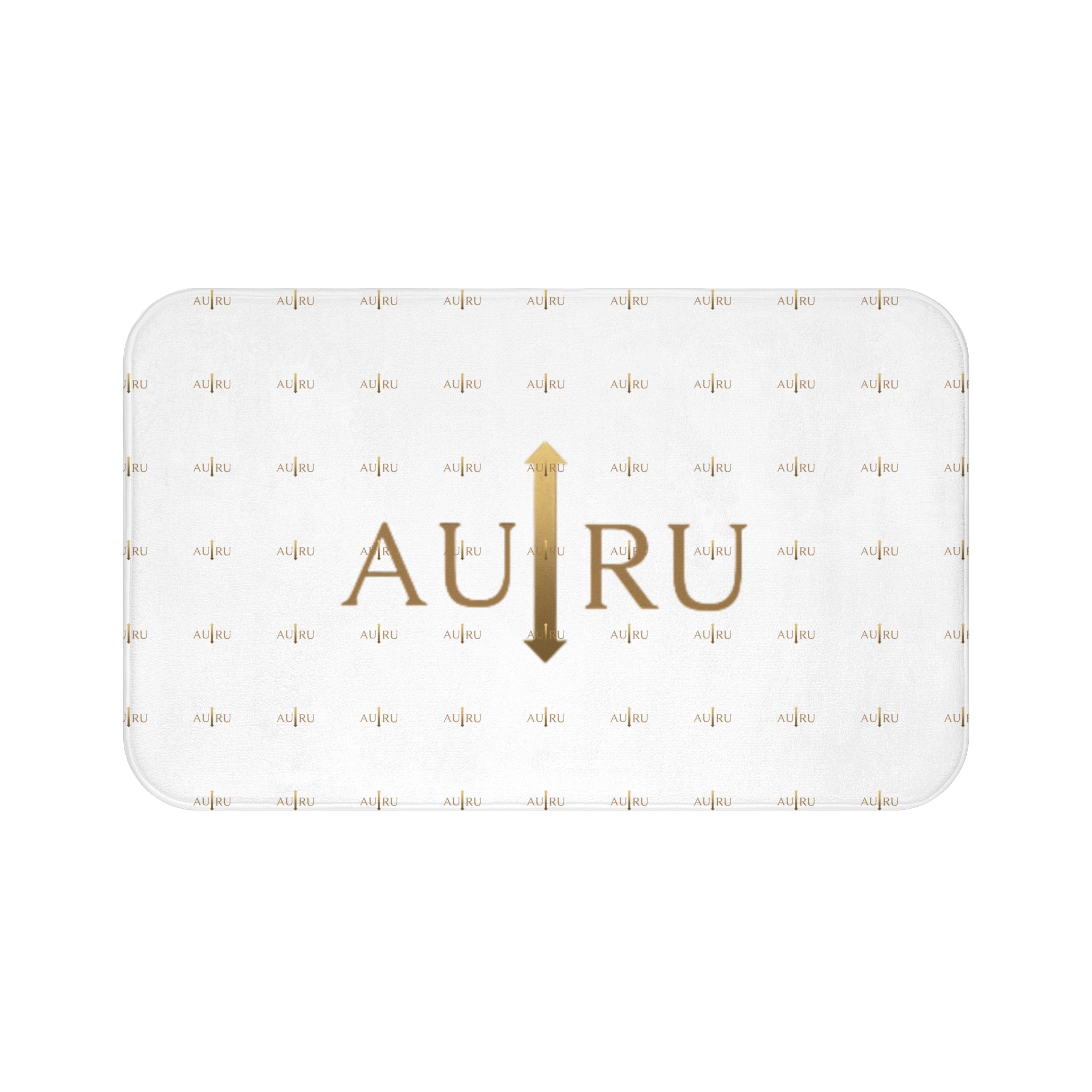 AU|RU-Gold Monogram Bath Mat — Elegant Metallic Arrow Pattern