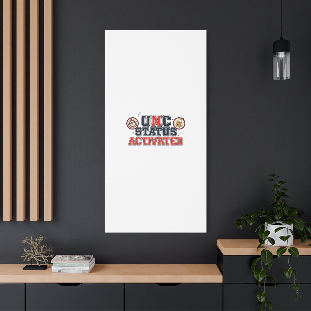 UNC Status Activated Canvas, Stretched | Varsity Crest, Midlife Humor