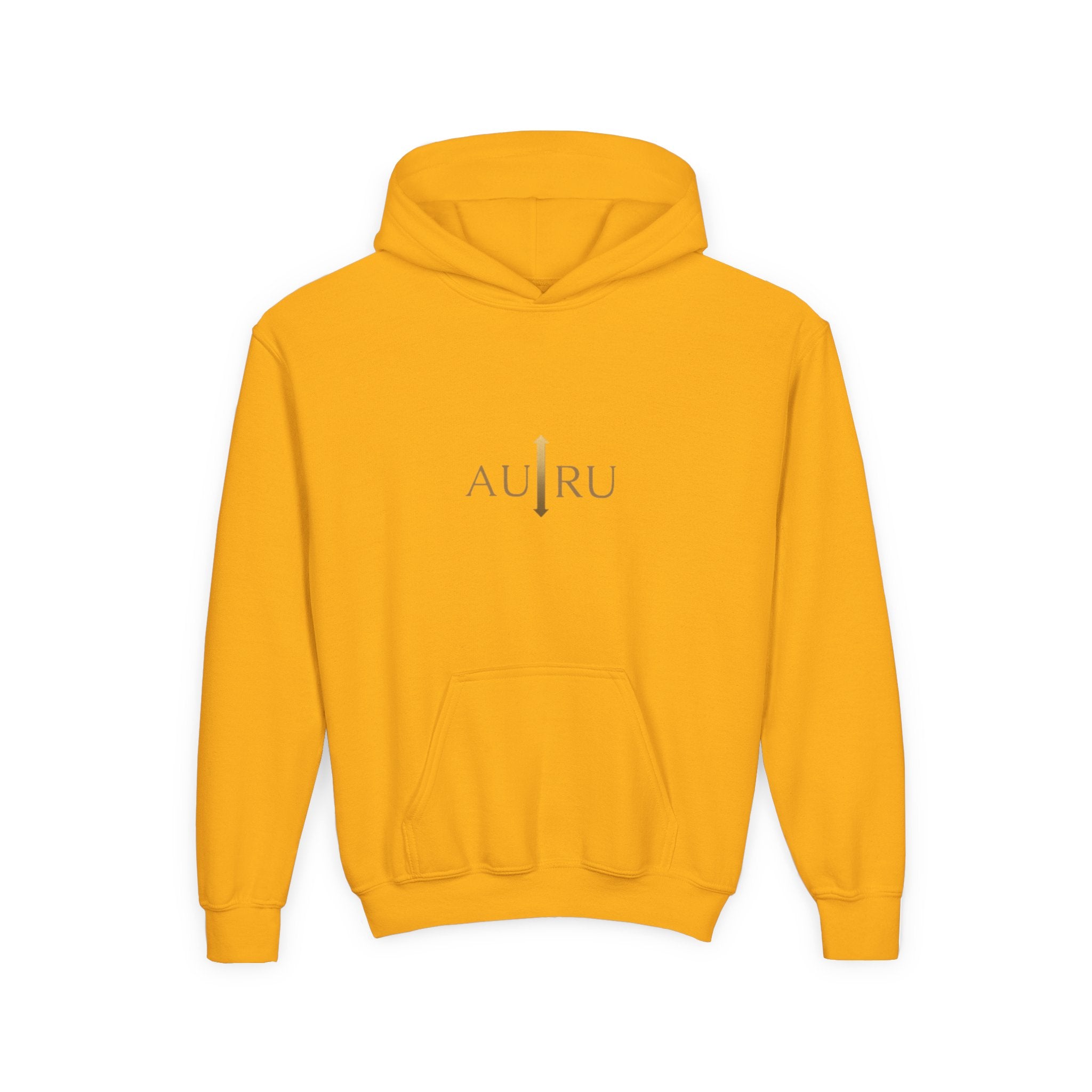 Youth Hoodie — Minimal 'AURU' Gold Logo Pullover