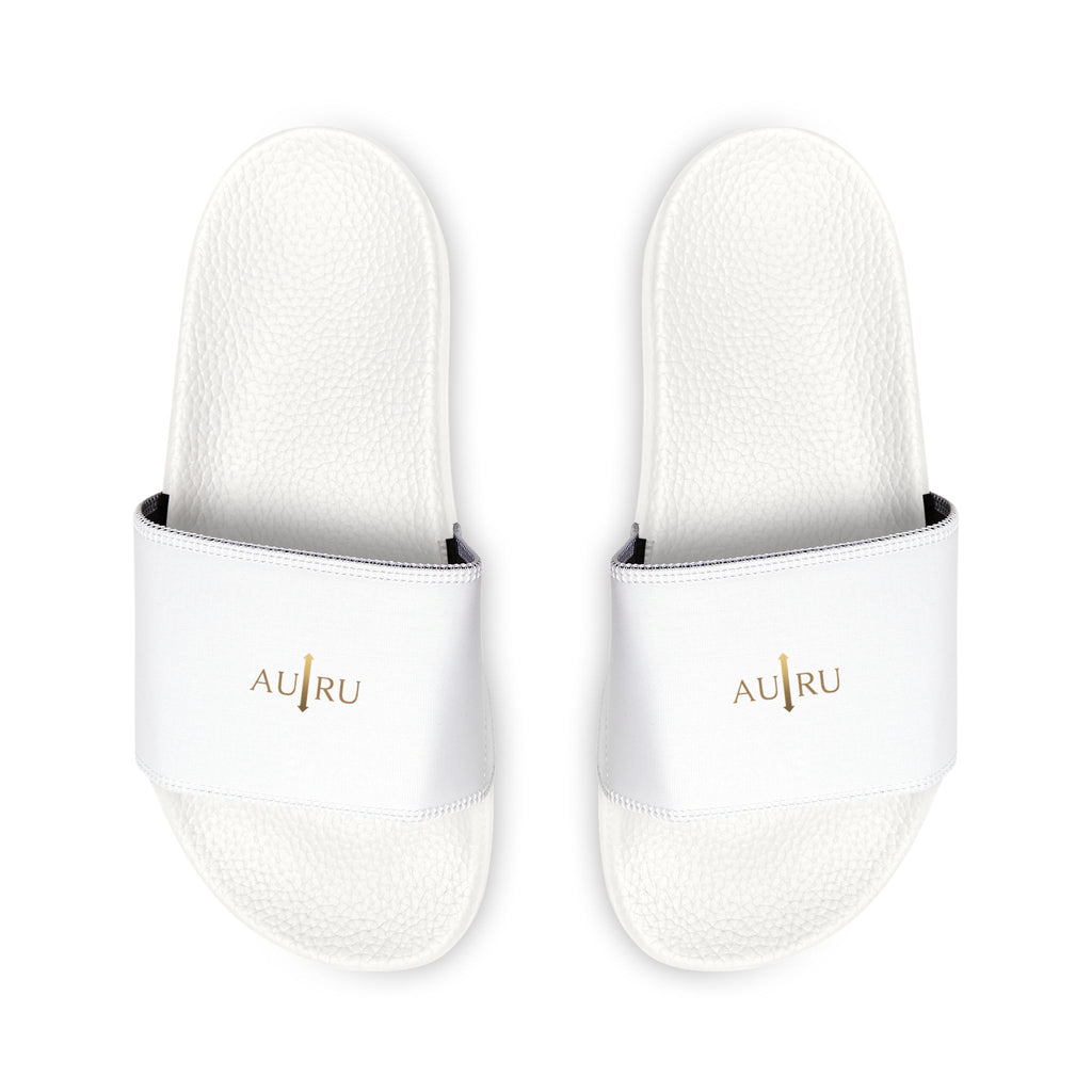 Men's White Slide Sandals — Removable Strap Comfort Slides-AURU