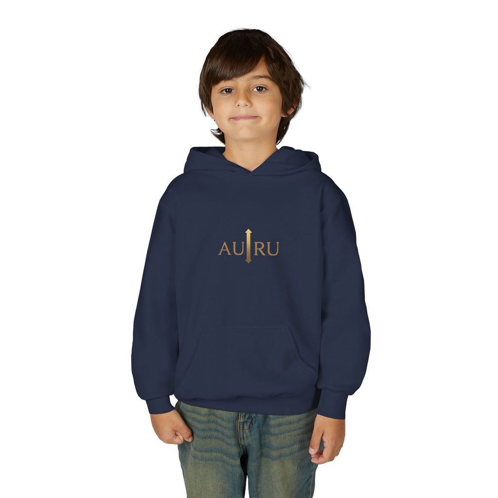 Youth Hoodie — Minimal 'AURU' Gold Logo Pullover