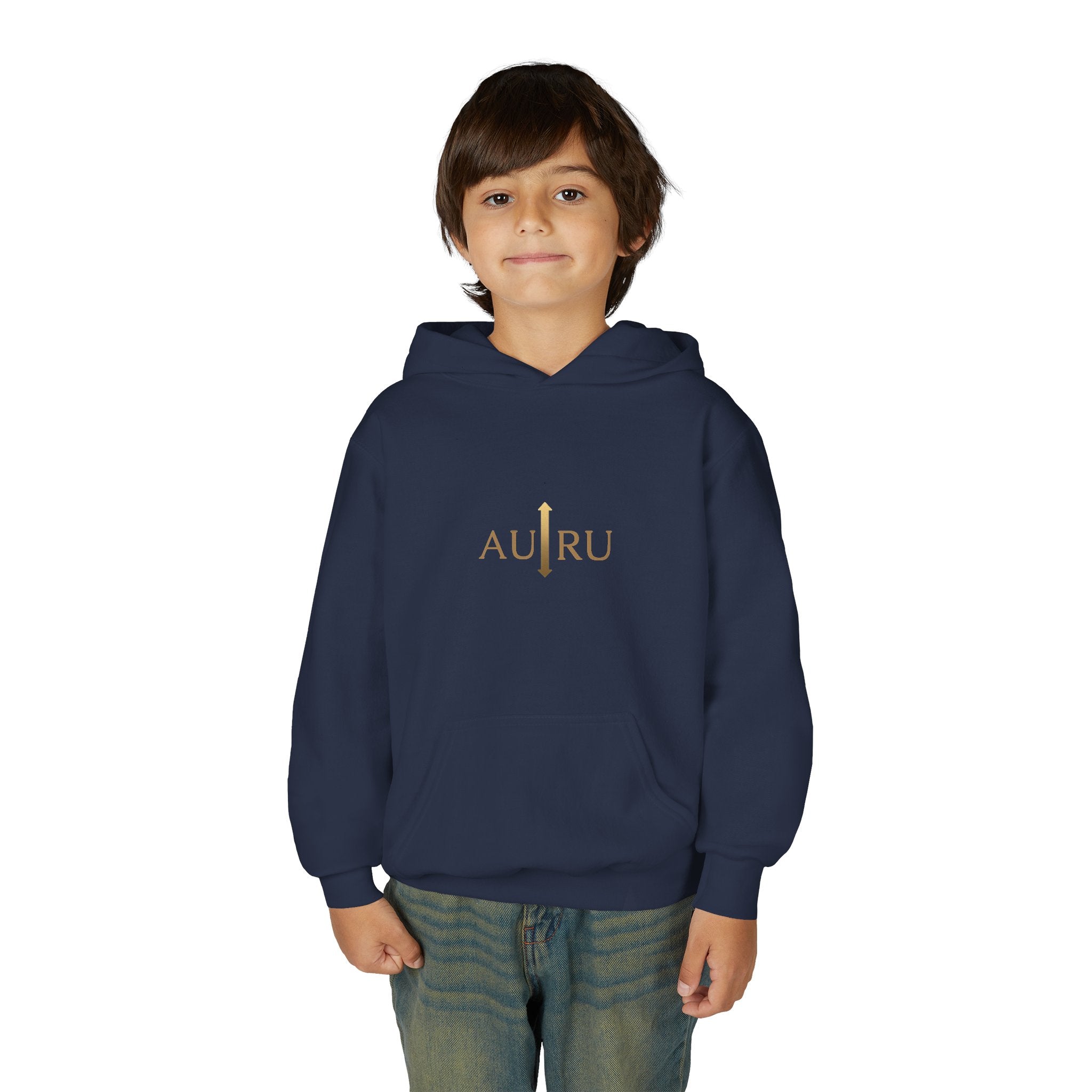 Youth Hoodie — Minimal 'AURU' Gold Logo Pullover