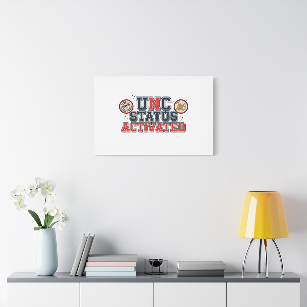 UNC Status Activated Canvas, Stretched | Varsity Crest, Midlife Humor