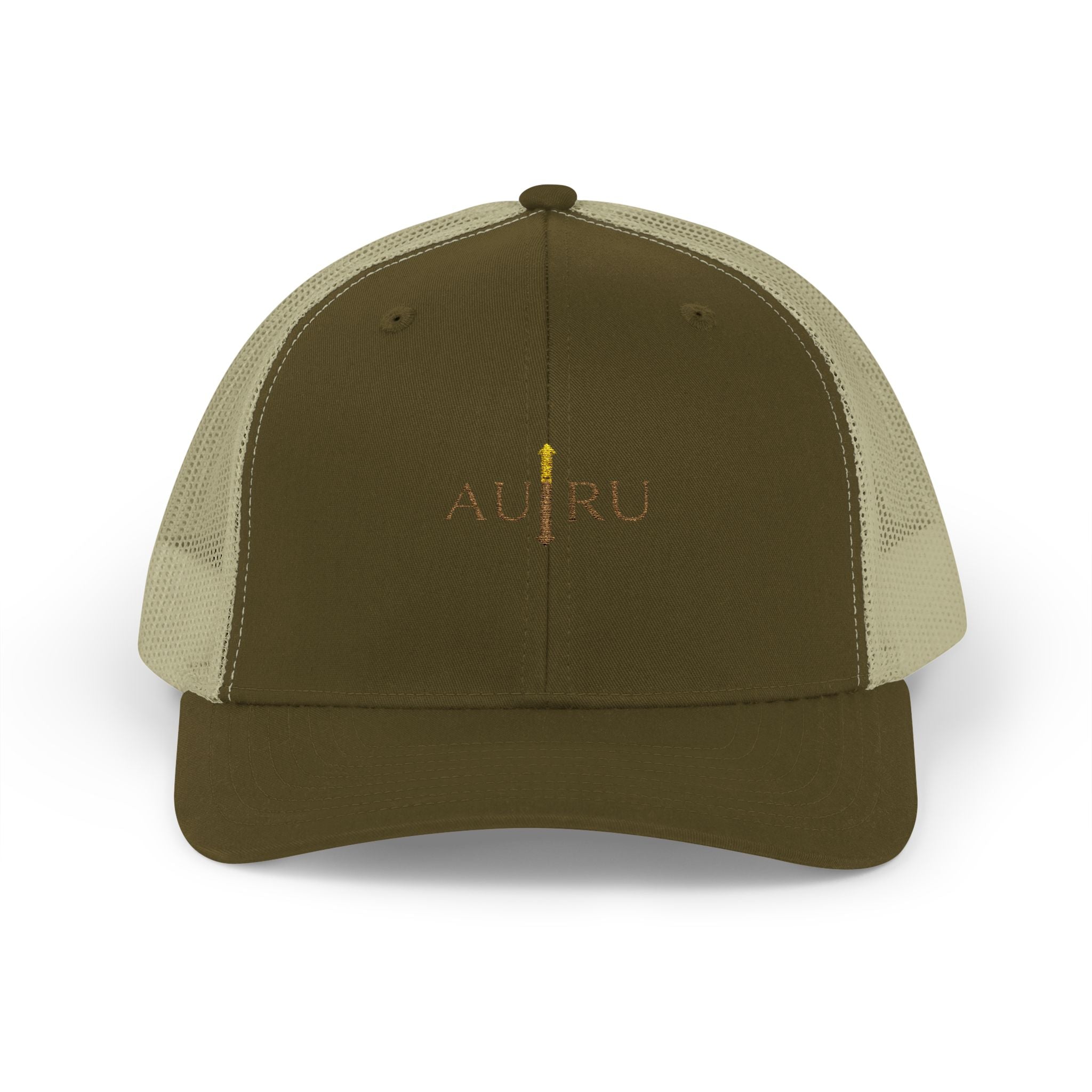 Gold Script Trucker Cap - 'AUIRU' Minimal Embroidered Snapback