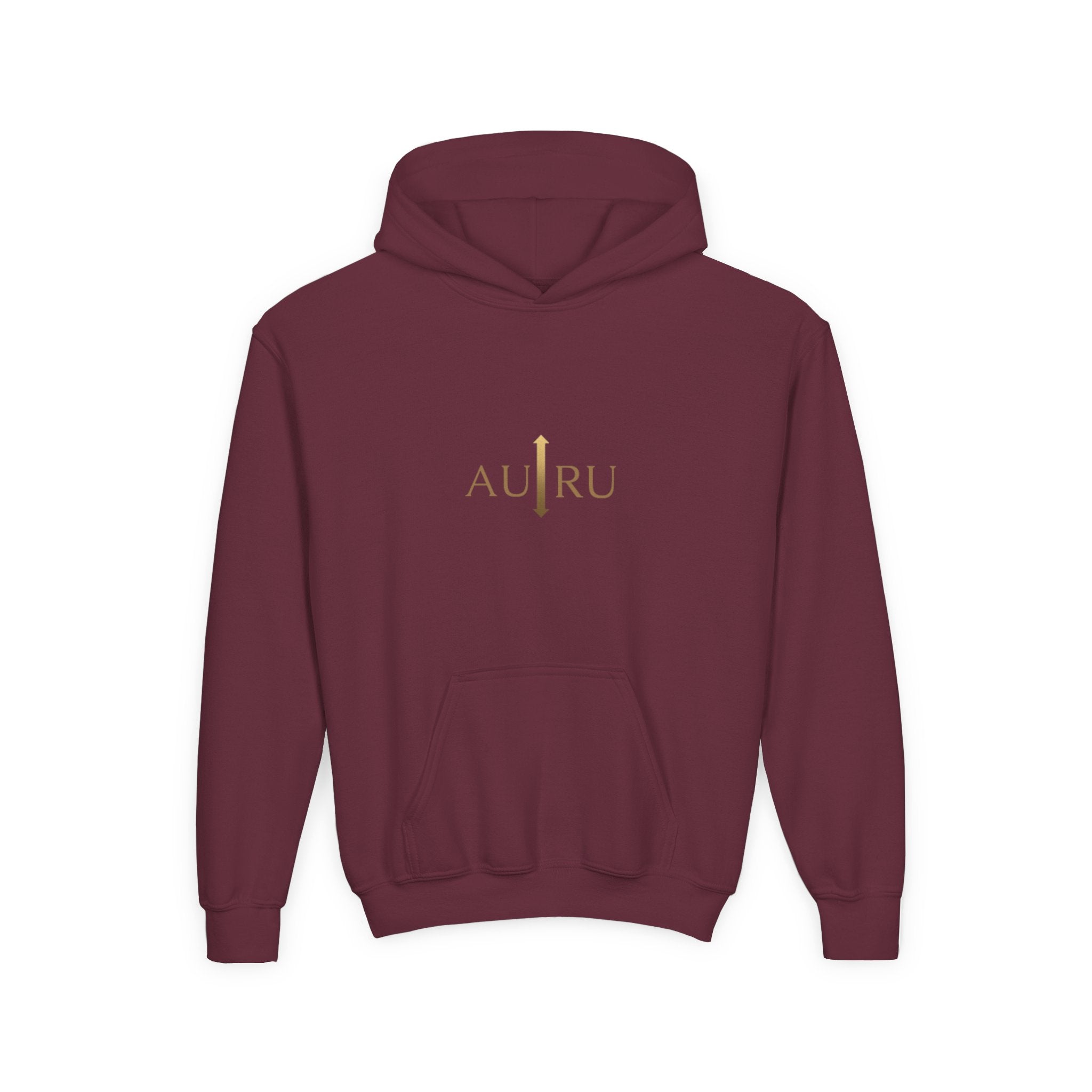 Youth Hoodie — Minimal 'AURU' Gold Logo Pullover