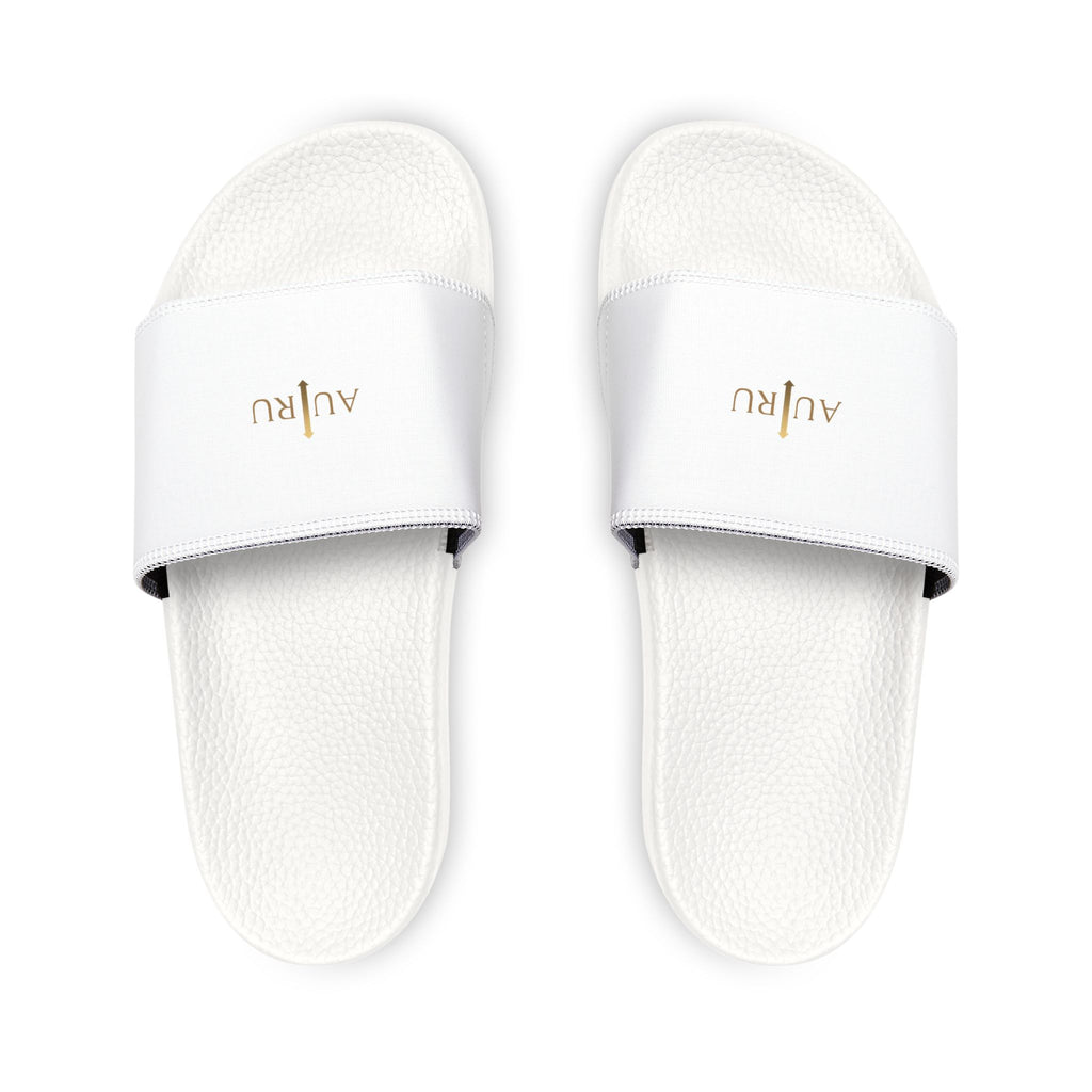 Men's White Slide Sandals — Removable Strap Comfort Slides-AURU