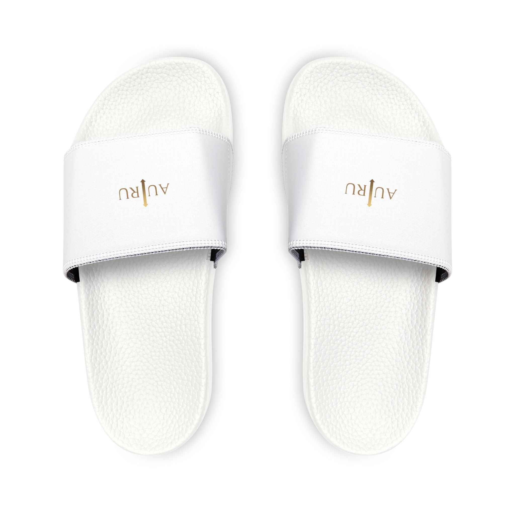 Men's White Slide Sandals — Removable Strap Comfort Slides-AURU