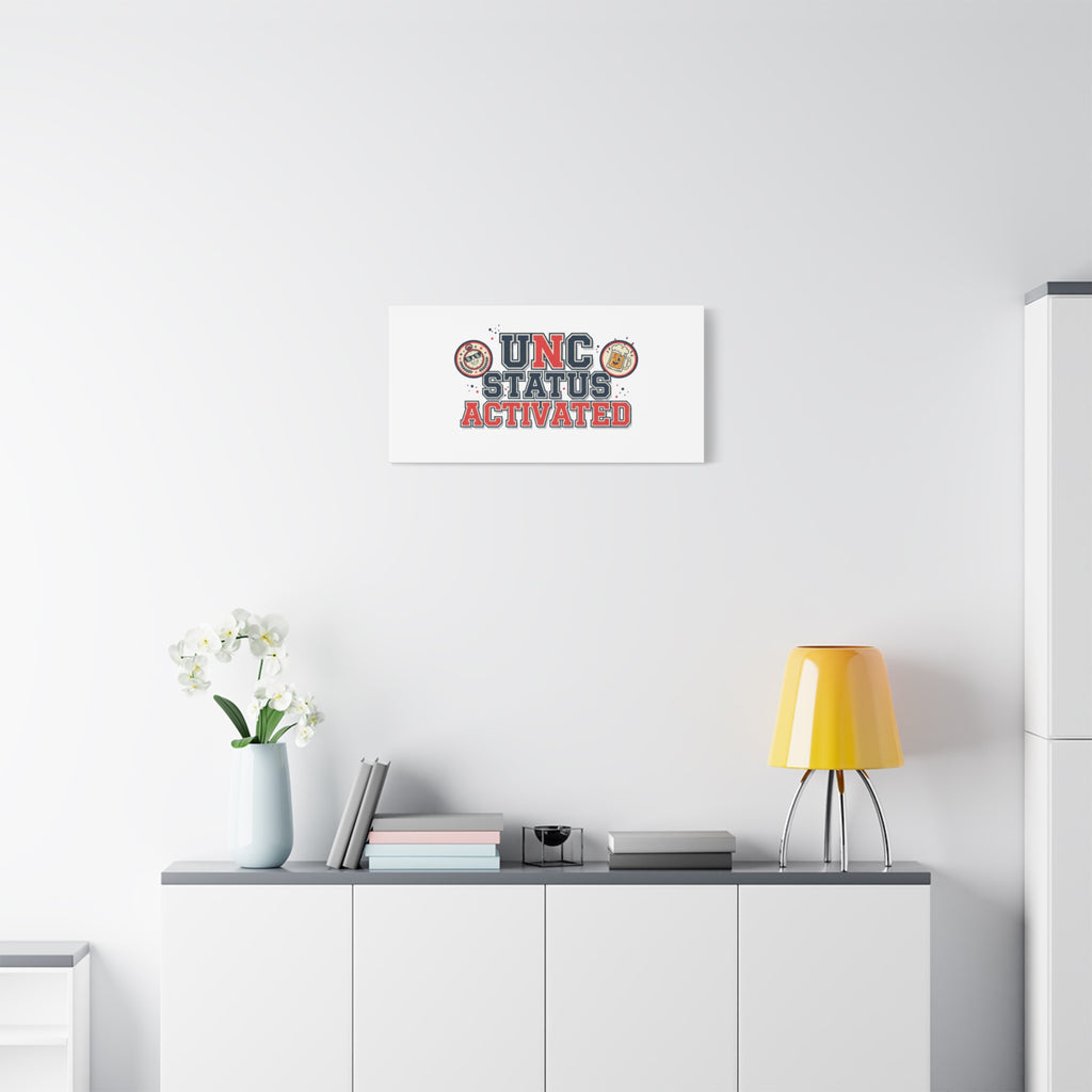 UNC Status Activated Canvas, Stretched | Varsity Crest, Midlife Humor