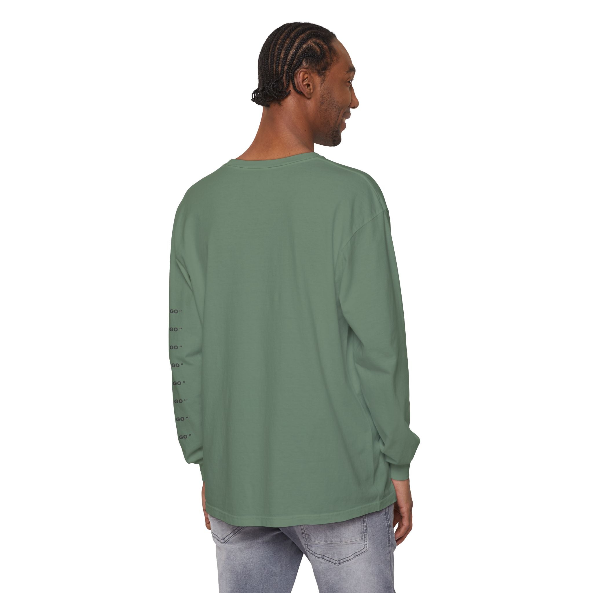 "LET GO" Long Sleeve Tee — Minimalist Inspirational Graphic Shirt