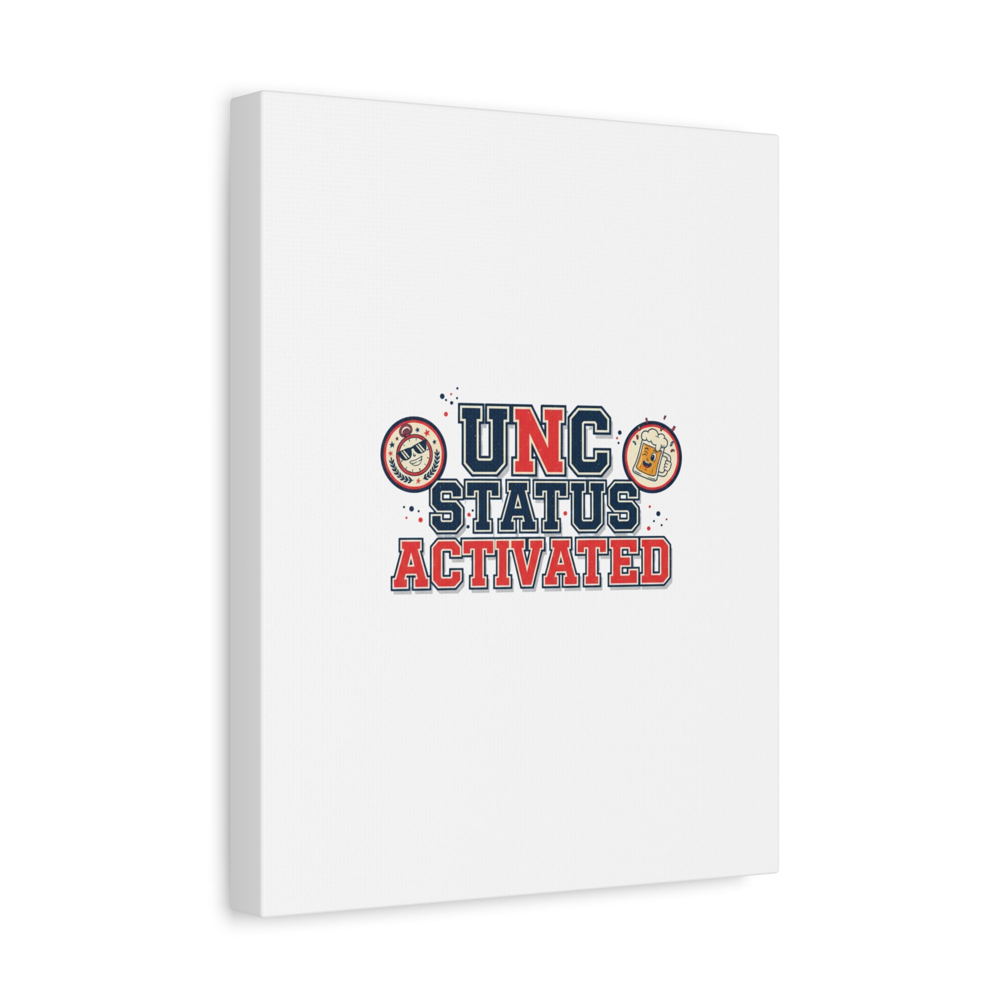 UNC Status Activated Canvas, Stretched | Varsity Crest, Midlife Humor