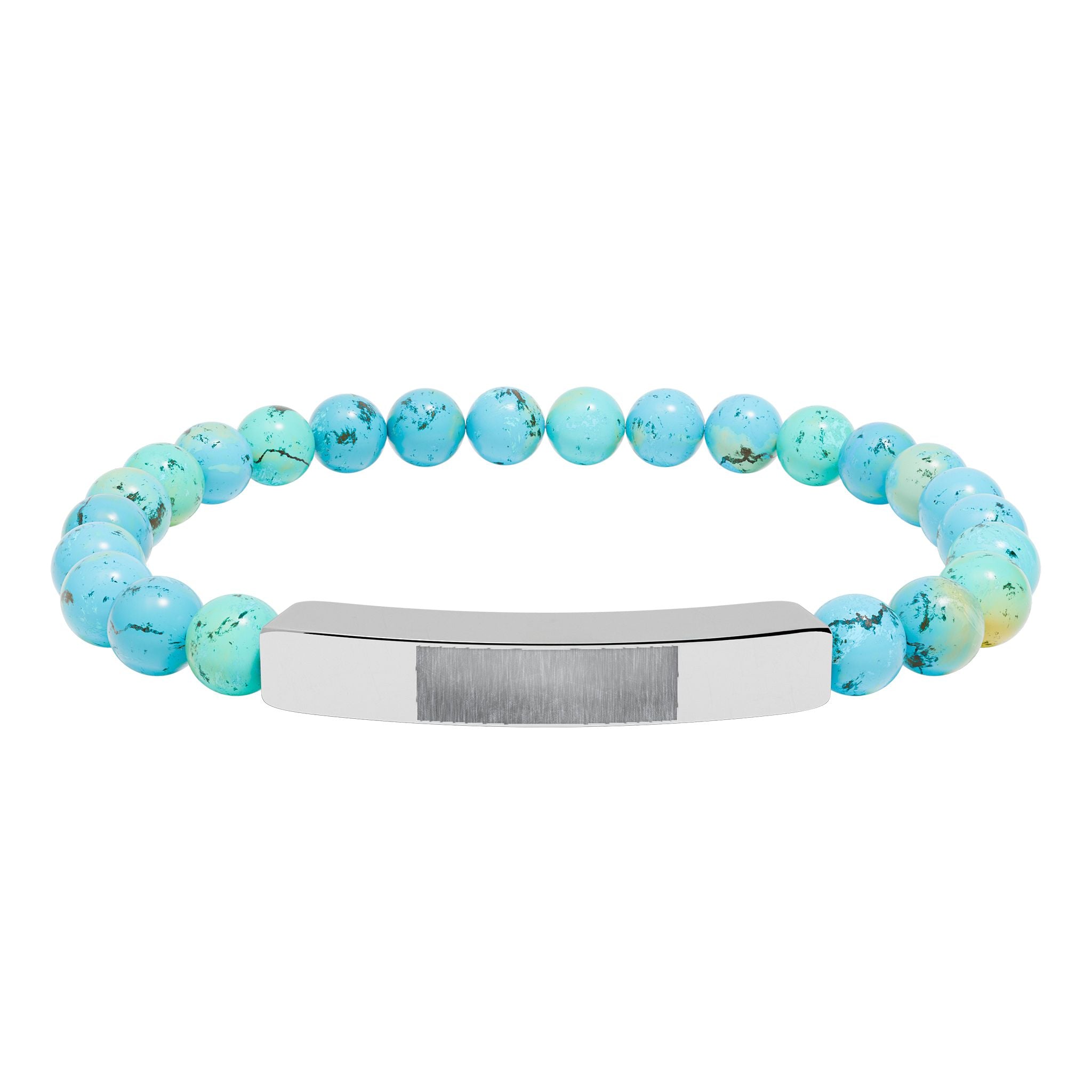 Engravable Natural Stone Bead Bar Bracelet
