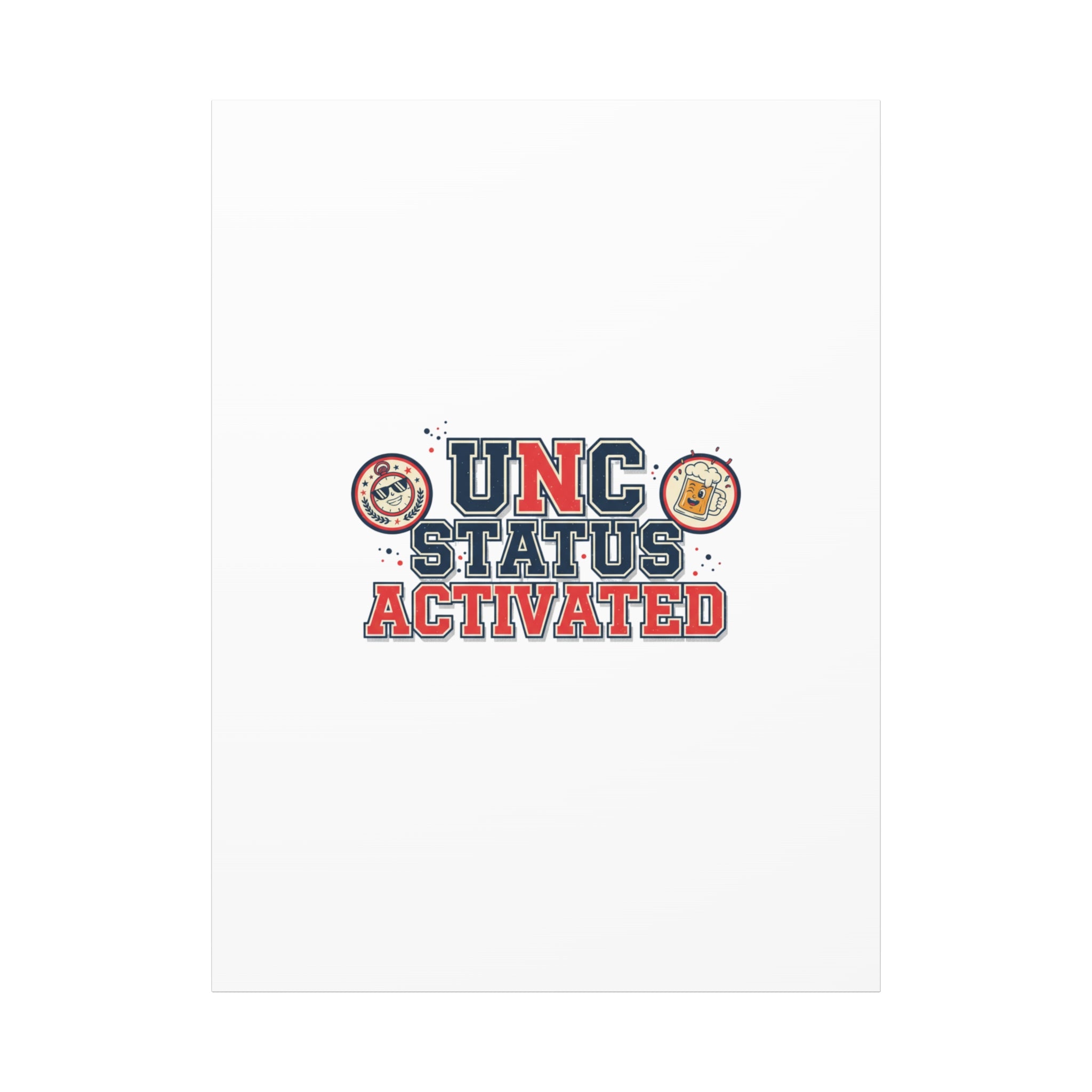 UNC Status Activated Canvas, Stretched | Varsity Crest, Midlife Humor