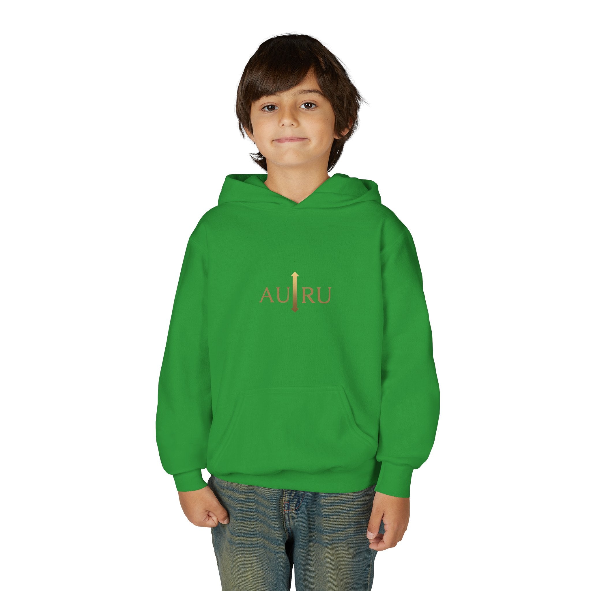 Youth Hoodie — Minimal 'AURU' Gold Logo Pullover