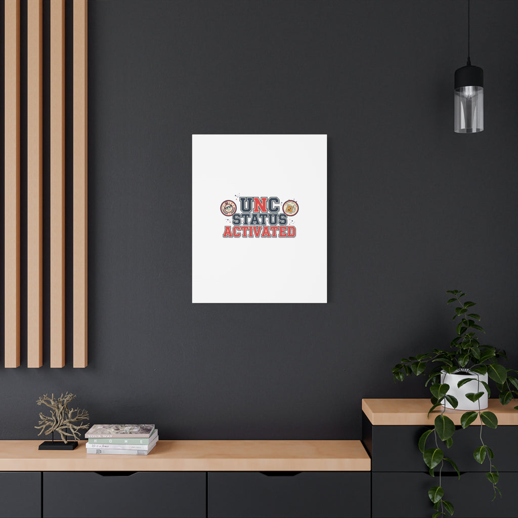 UNC Status Activated Canvas, Stretched | Varsity Crest, Midlife Humor